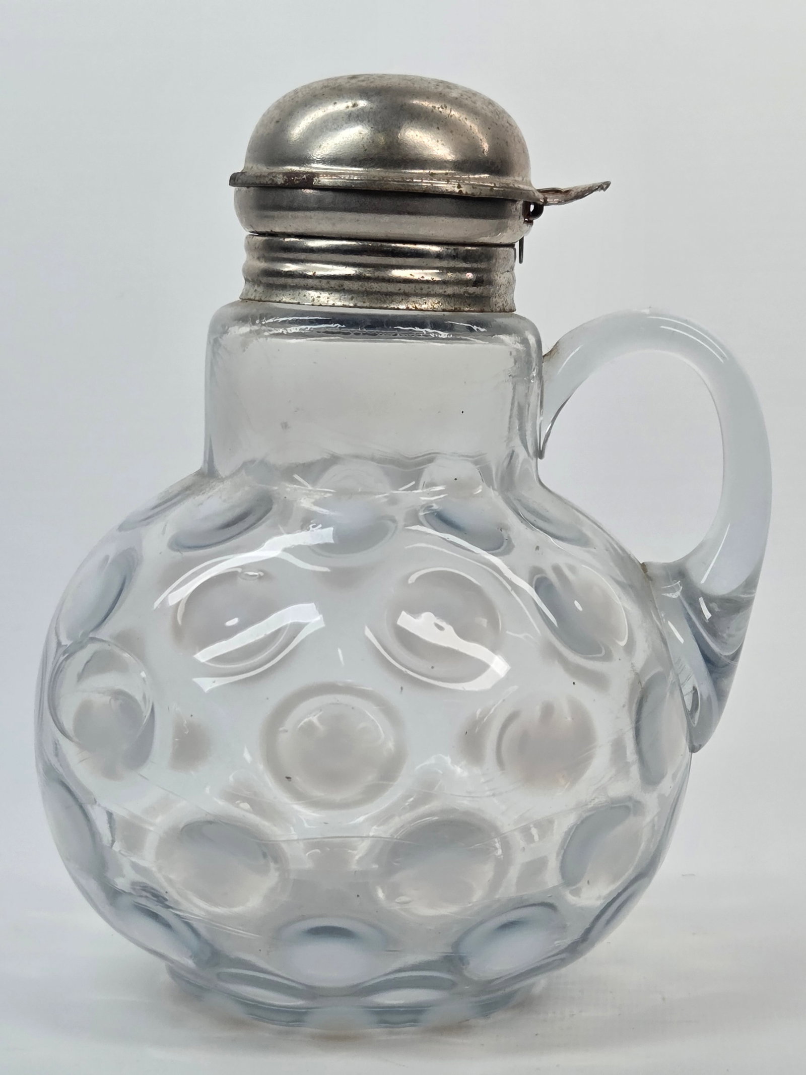 OPALESCENT COIN SPOT GLASS SYRUP PITCHER (1 of 5)