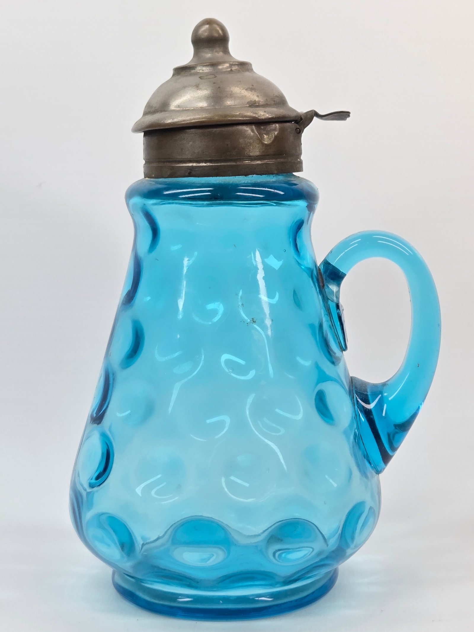 HOBBS VICTORIAN SAPPHIRE BLUE INVERTED THUMBPRINT SYRUP PITCHER (1 of 5)