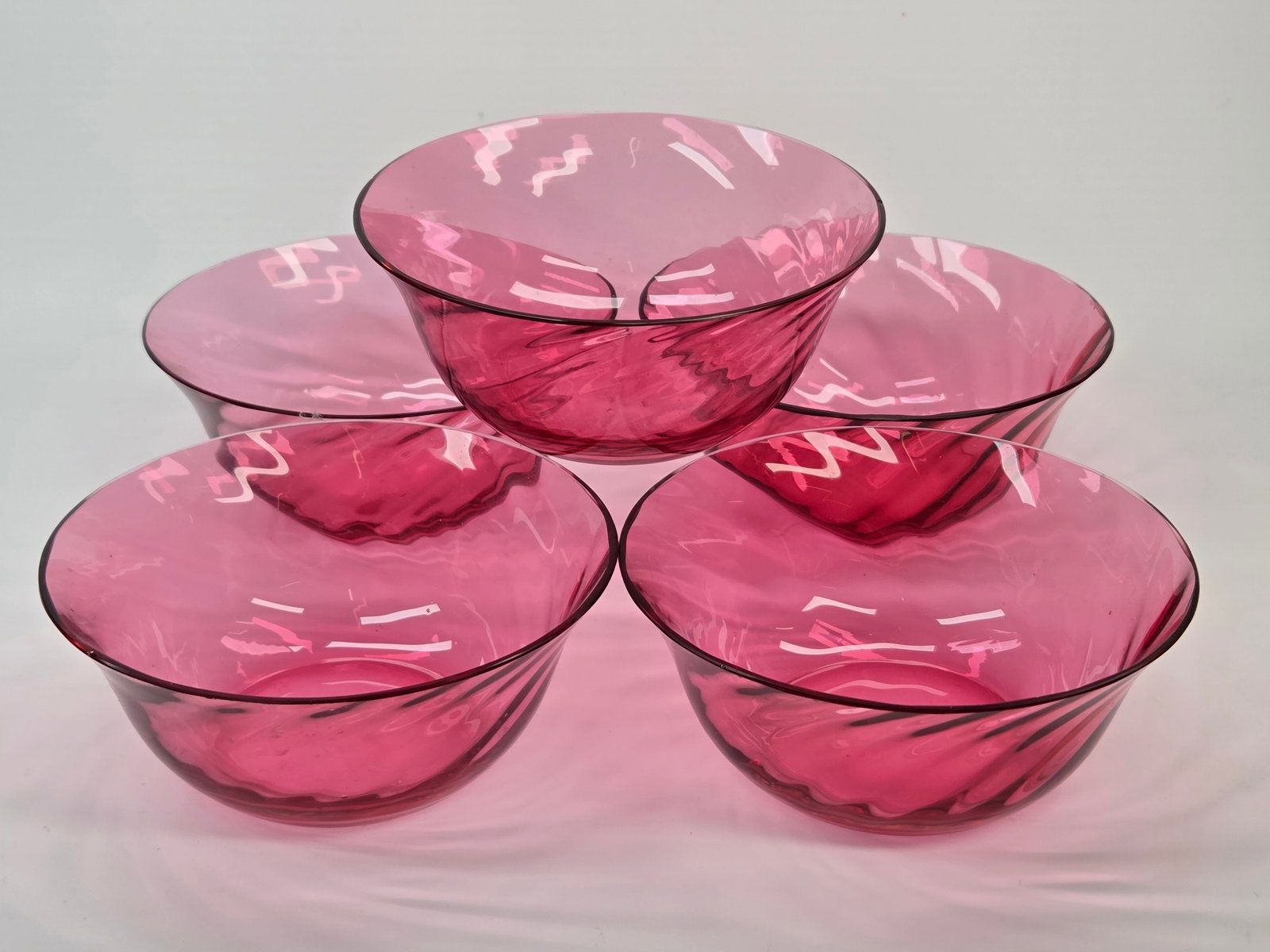 SET OF 5 VICTORIAN CRANBERRY GLASS DISHES (1 of 6)