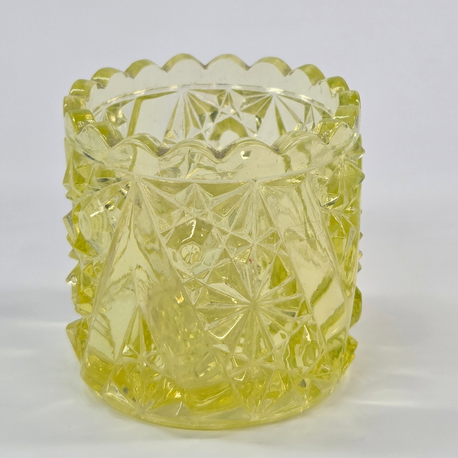 ANTIQUE VASELINE GLASS TOOTHPICK HOLDER (1 of 5)