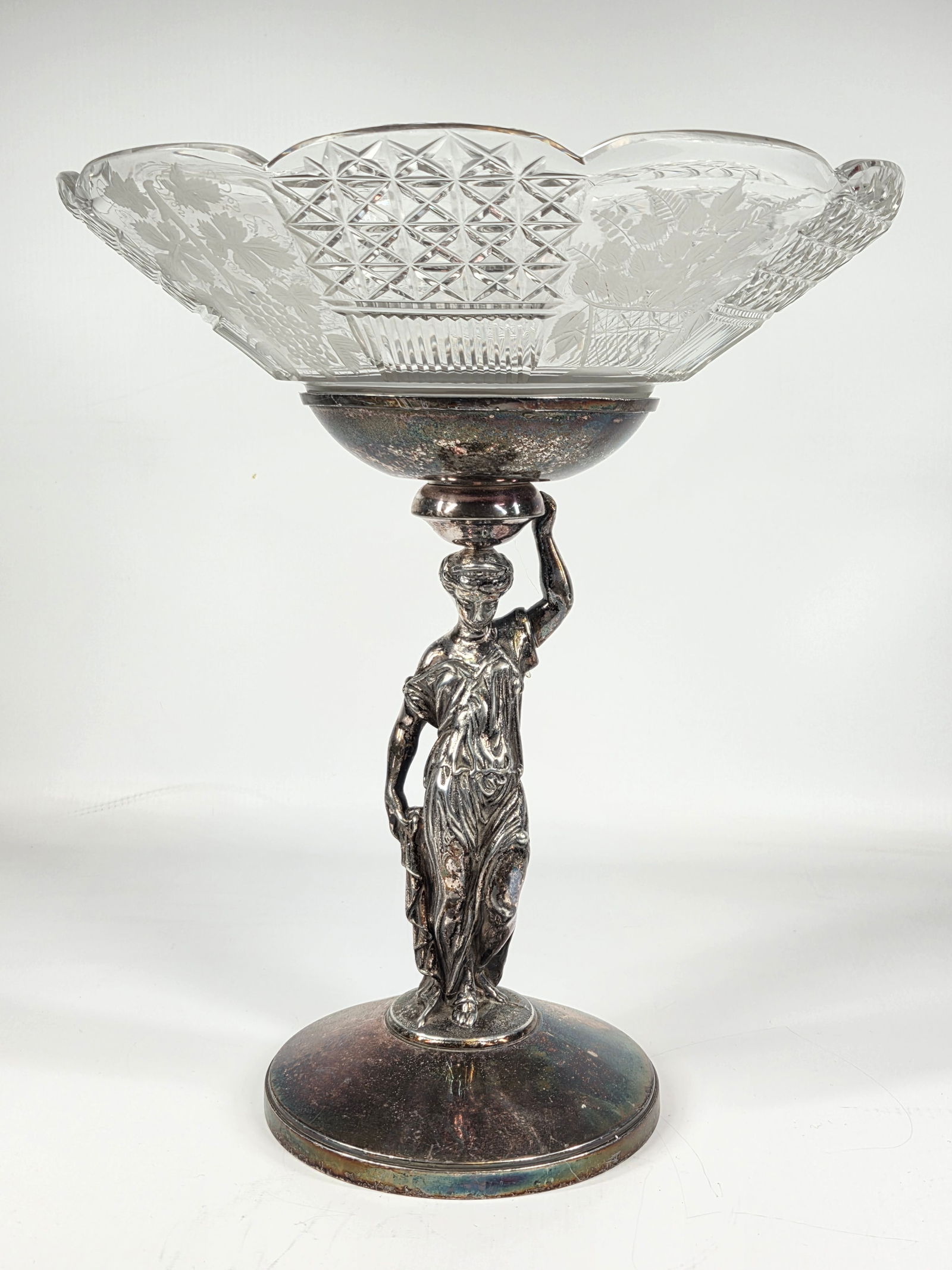 1916 REGINA LACE CO GRAPEVINE GLASS W/ FIGURAL BASE (1 of 7)