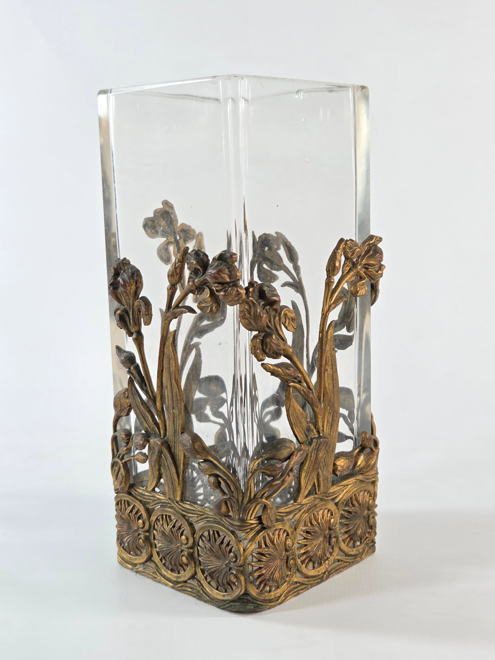 ART NOUVEAU GILT BRONZE & CRYSTAL VASE (1 of 6)