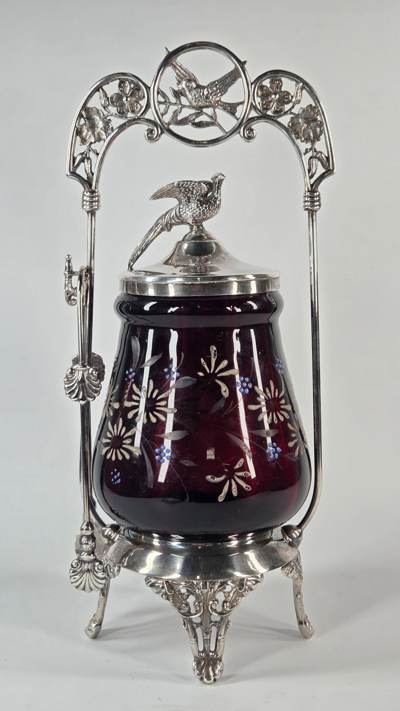 DARK BLOOD RED HAND PAINTED VICTORIAN PICKLE CASTOR IN QP HOLDER (1 of 6)