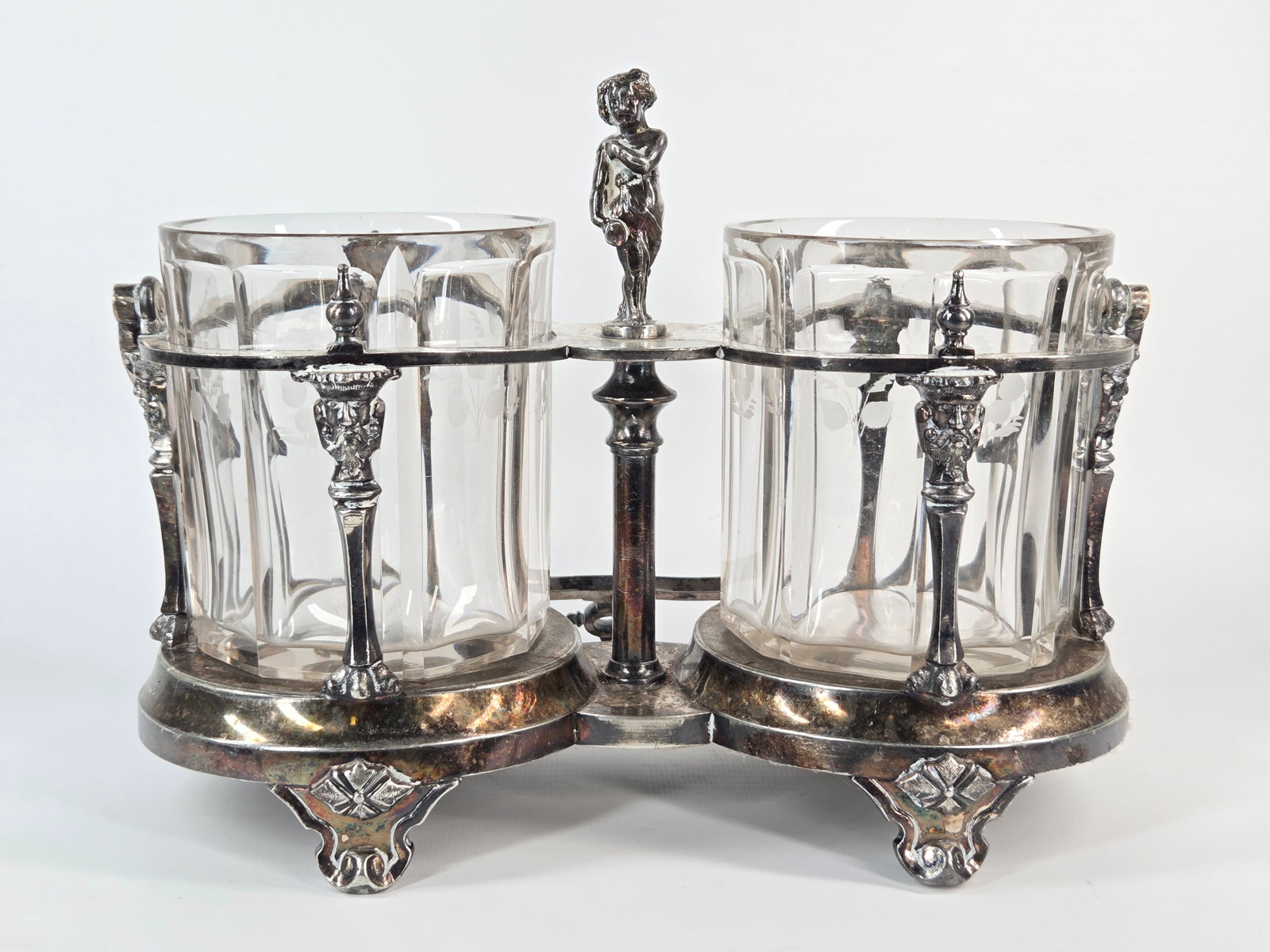 SIMPSON HALL MILLER & CO. SILVER PLATE DOUBLE PICKLE CASTOR (1 of 7)