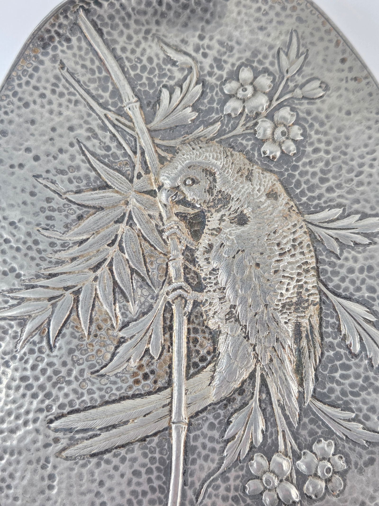 JAMES W. TUFTS SILVER PLATE PARROT CARD RECEIVER - 2