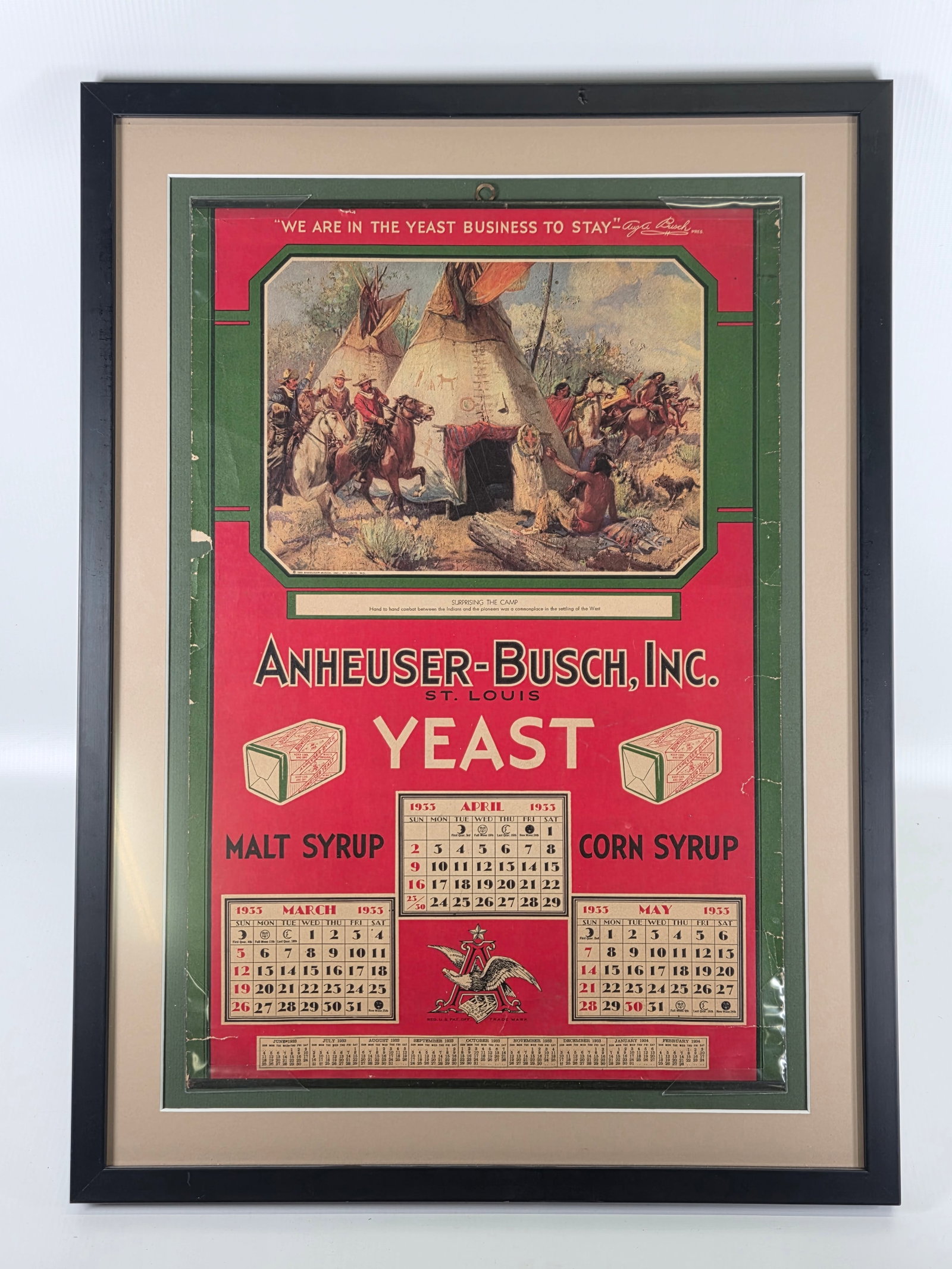 1933 ANHEUSER BUSCH INC. YEAST ADVERTISING CALENDAR (1 of 6)