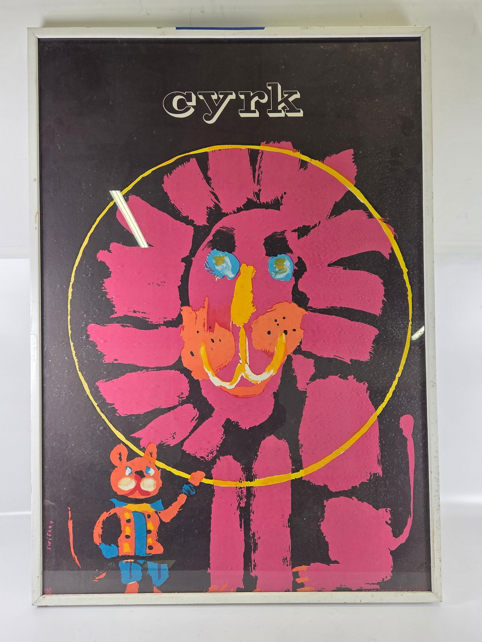 1970'S POLISH CYRK LION CIRCUS POSTER: REMAINS IN GOOD CONDITION, SHOWING SOME TYPICAL WEAR.