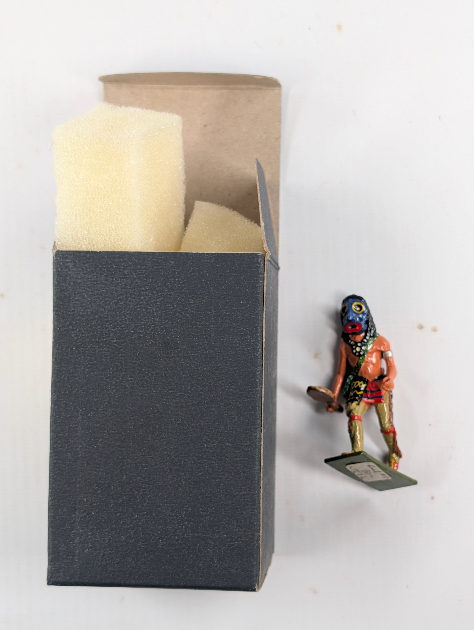 TOMMY ATKINS HAND PAINTED NATIVE AMERICAN WARRIOR FIGURE: REMAINS IN GOOD CONDITION IN ORIGINAL BOX.