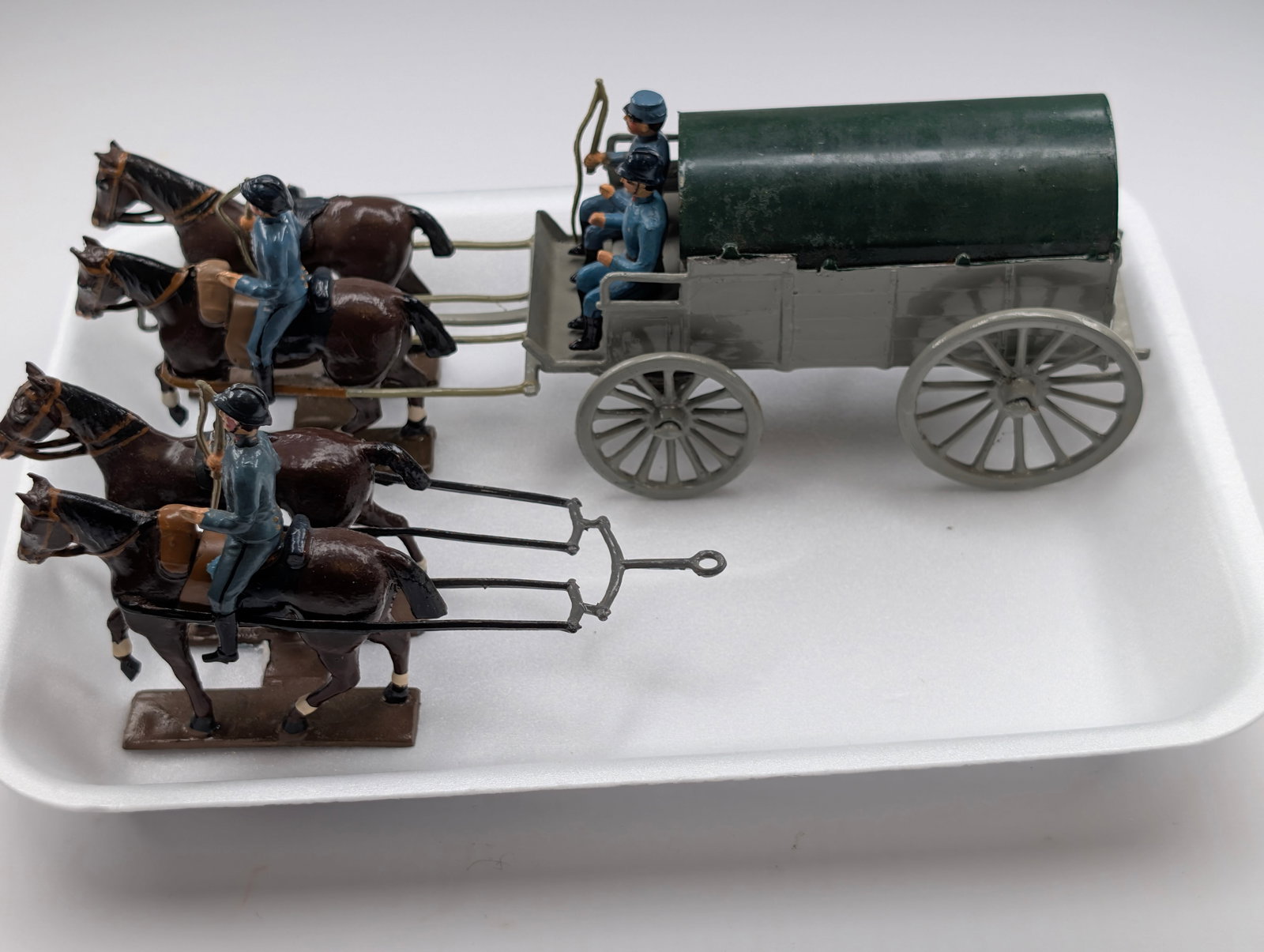 C.B.G. GERMAN SOLDIER WAGON SET: SET REMAINS IN GOOD CONDITION, SHOWING SOME TYPICAL WEAR.