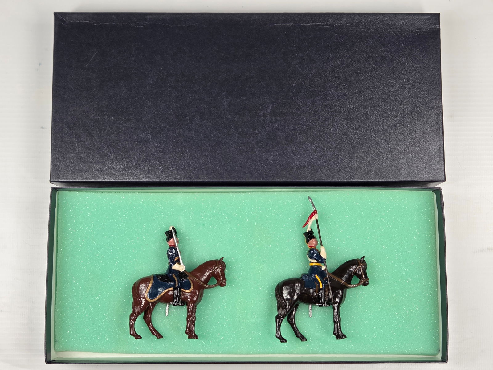BLENHEIM MOUNTED SOLDIERS: BOTH REMAIN IN VERY GOOD CONDITION.