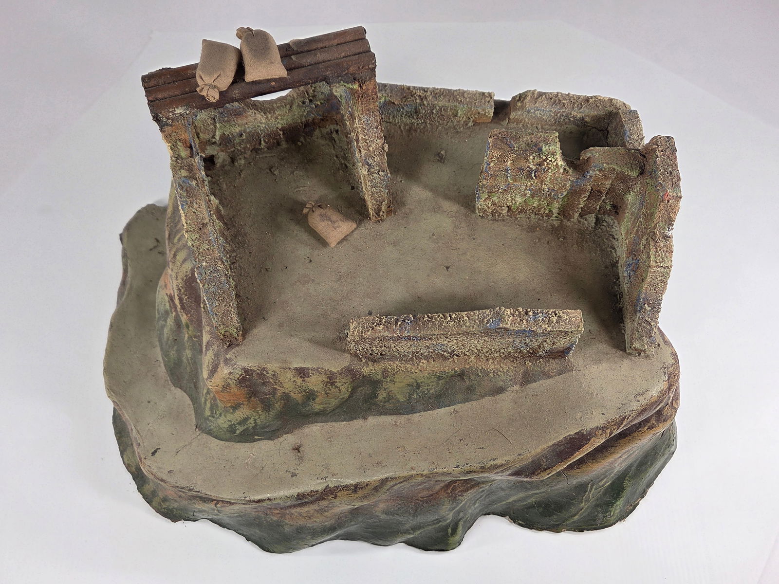 ANTIQUE GERMAN COMPOSITION MOUNTAIN RUINS - 2