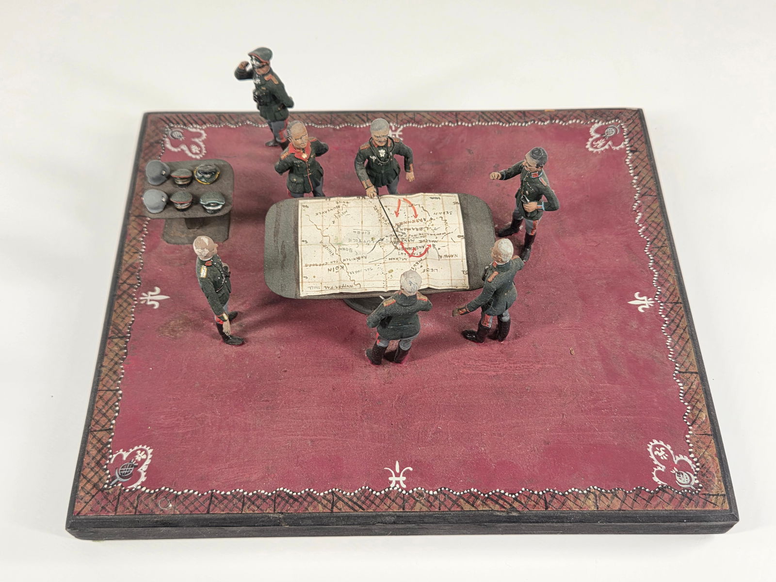 CUSTOM HAND MADE TOY SOLDIER DIORAMA: REMAINS IN GOOD CONDITION, HOWEVER SOME LOOSE PIECES. SOME REPAIRS NEEDED. DUSTY, NEEDING CLEANED.