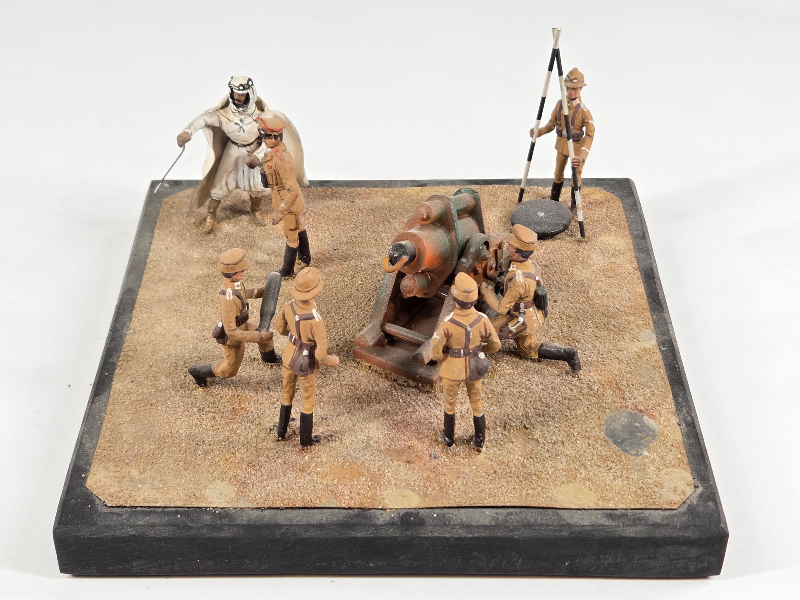 CUSTOM HAND MADE TOY SOLDIER DIORAMA: REMAINS IN GOOD CONDITION, HOWEVER SOME LOOSE PIECES. SOME REPAIRS NEEDED. DUSTY, NEEDING CLEANED.