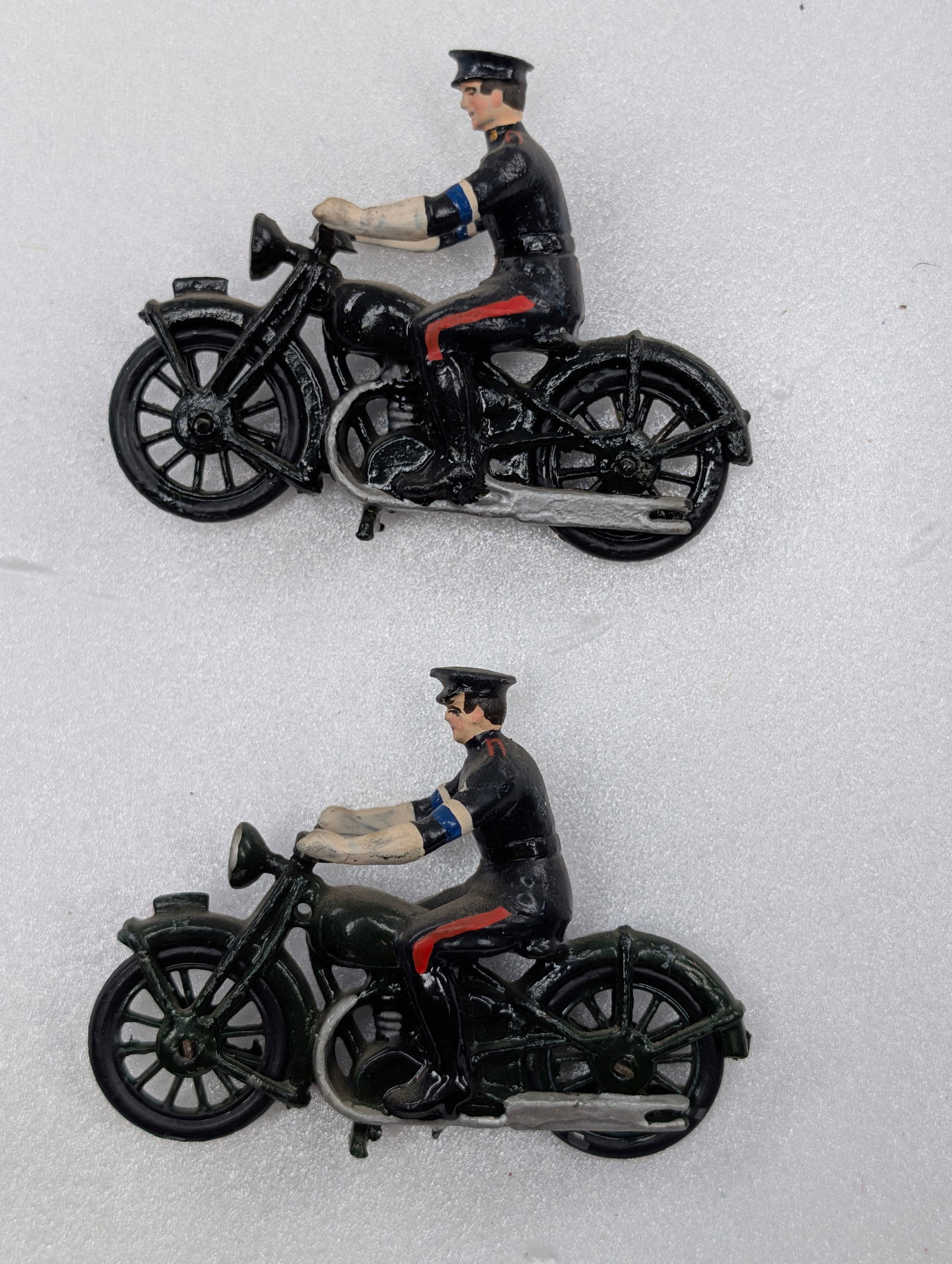 2) VINTAGE HAND PAINTED SOLDIER ON MOTORCYCLE (1 of 4)