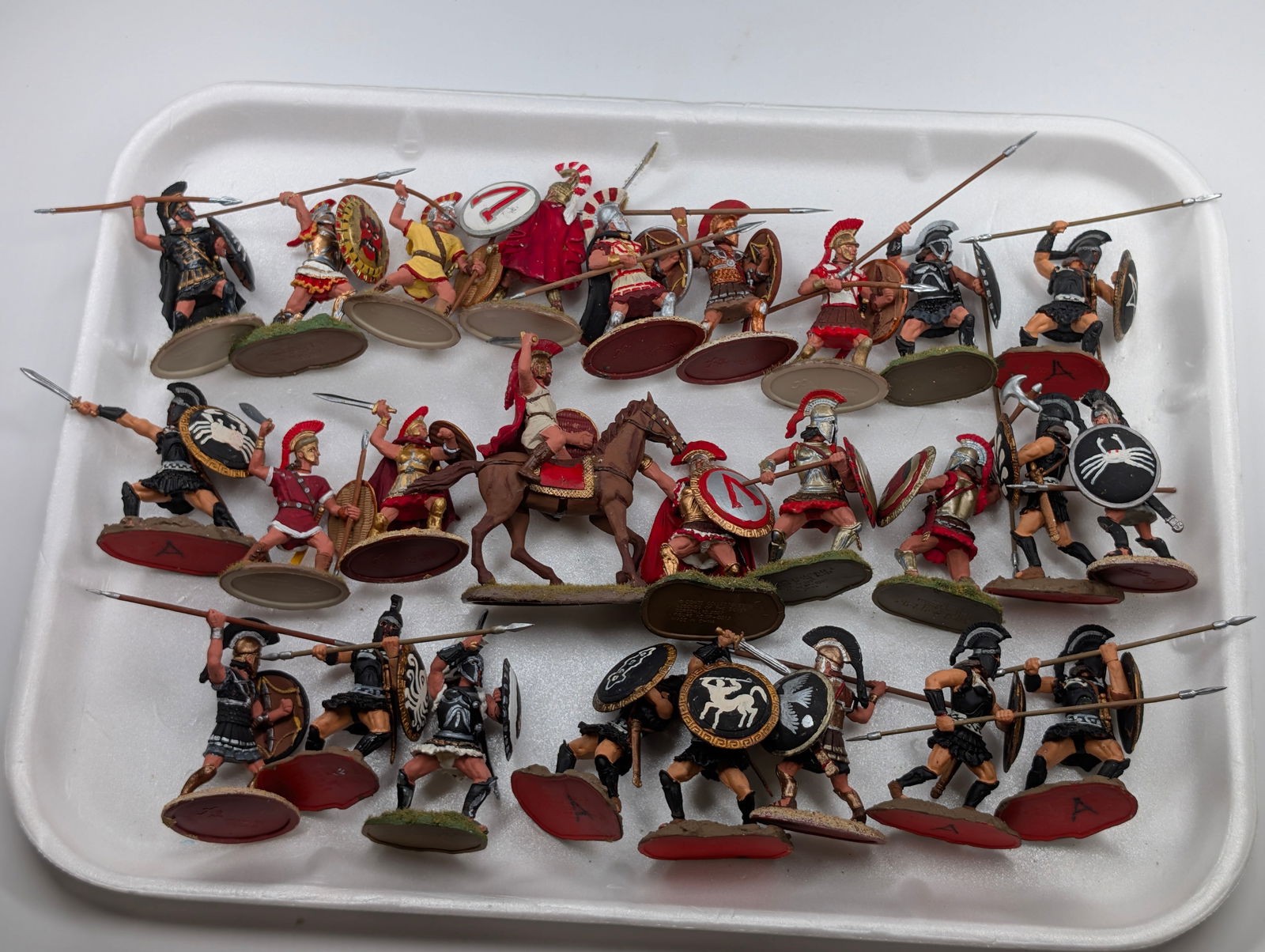VARIOUS BRAND HAND PAINTED PLASTIC SOLDIERS: ALL REMAIN IN GOOD CONDITION, SHOWING SOME TYPICAL WEAR.