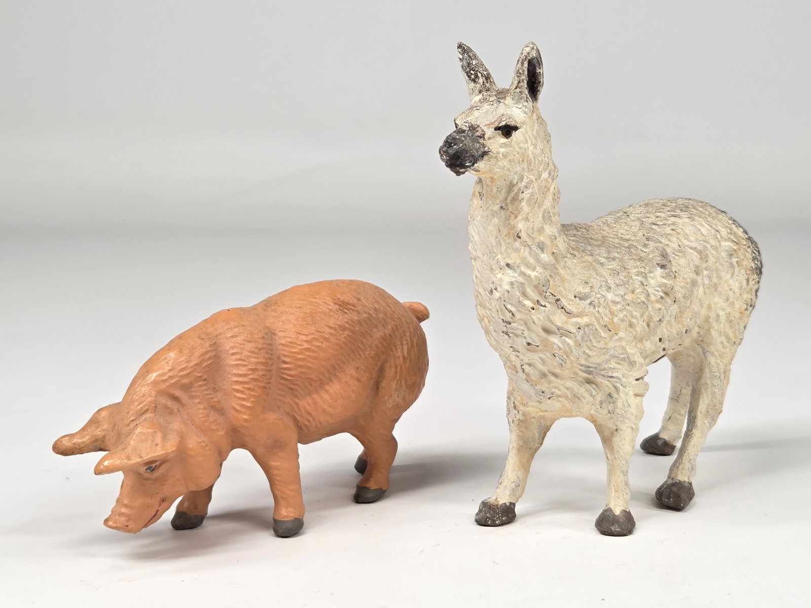 ANTIQUE GERMAN COMPOSITION PIG & LLAMA (1 of 8)