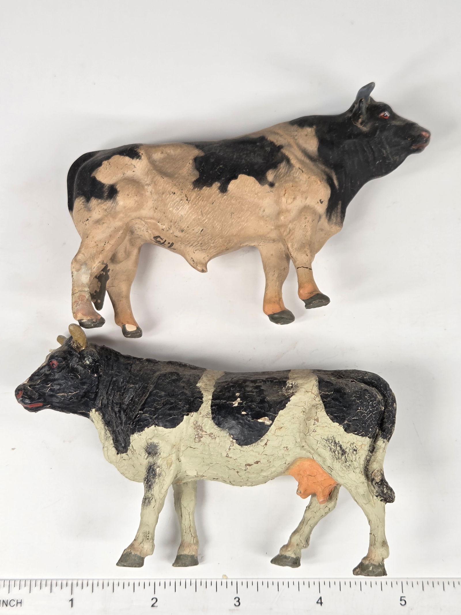 2) ANTIQUE GERMAN COMPOSITION COW STEER - 9