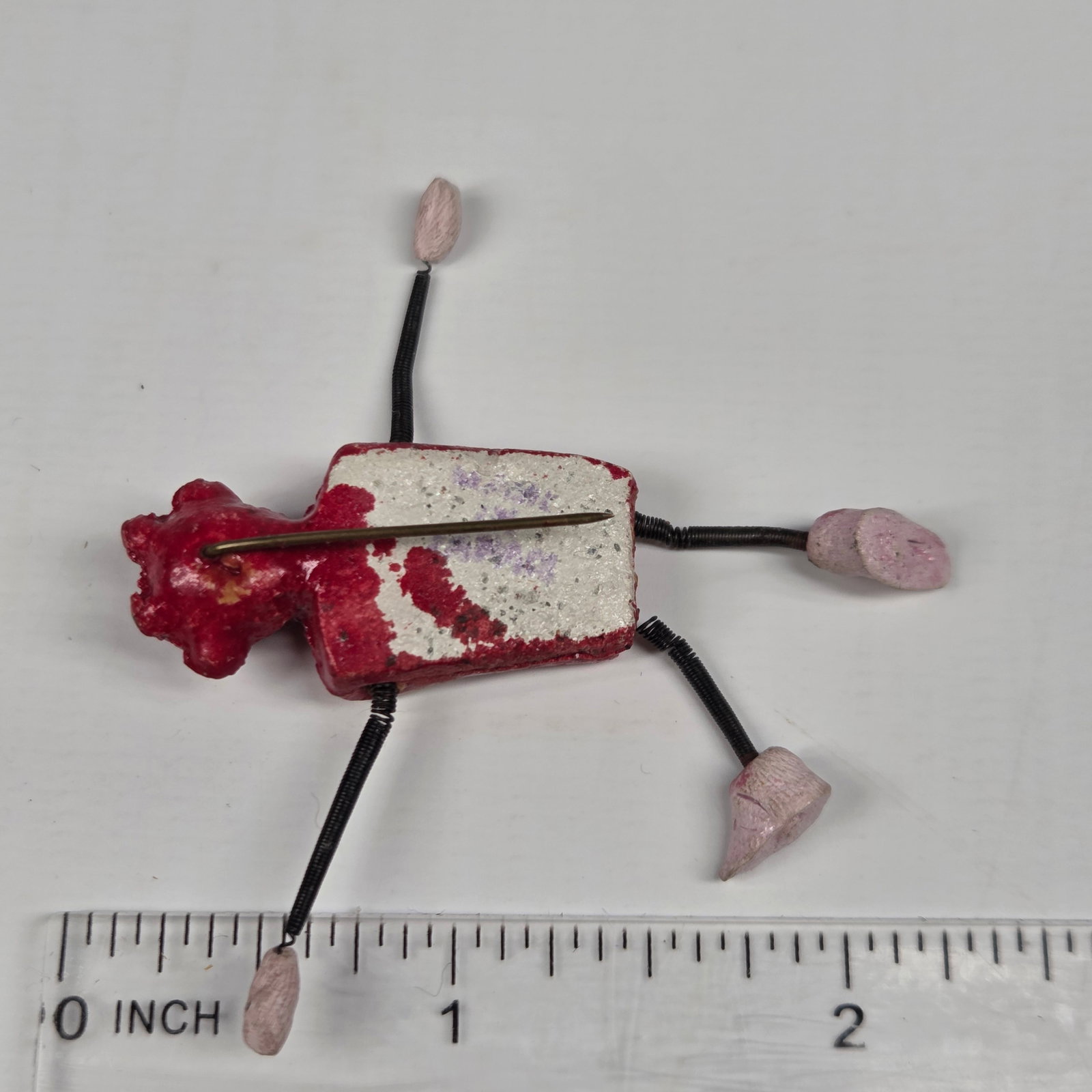 MINIATURE ANTIQUE COMPOSITION DEVIL STICK PIN - 4