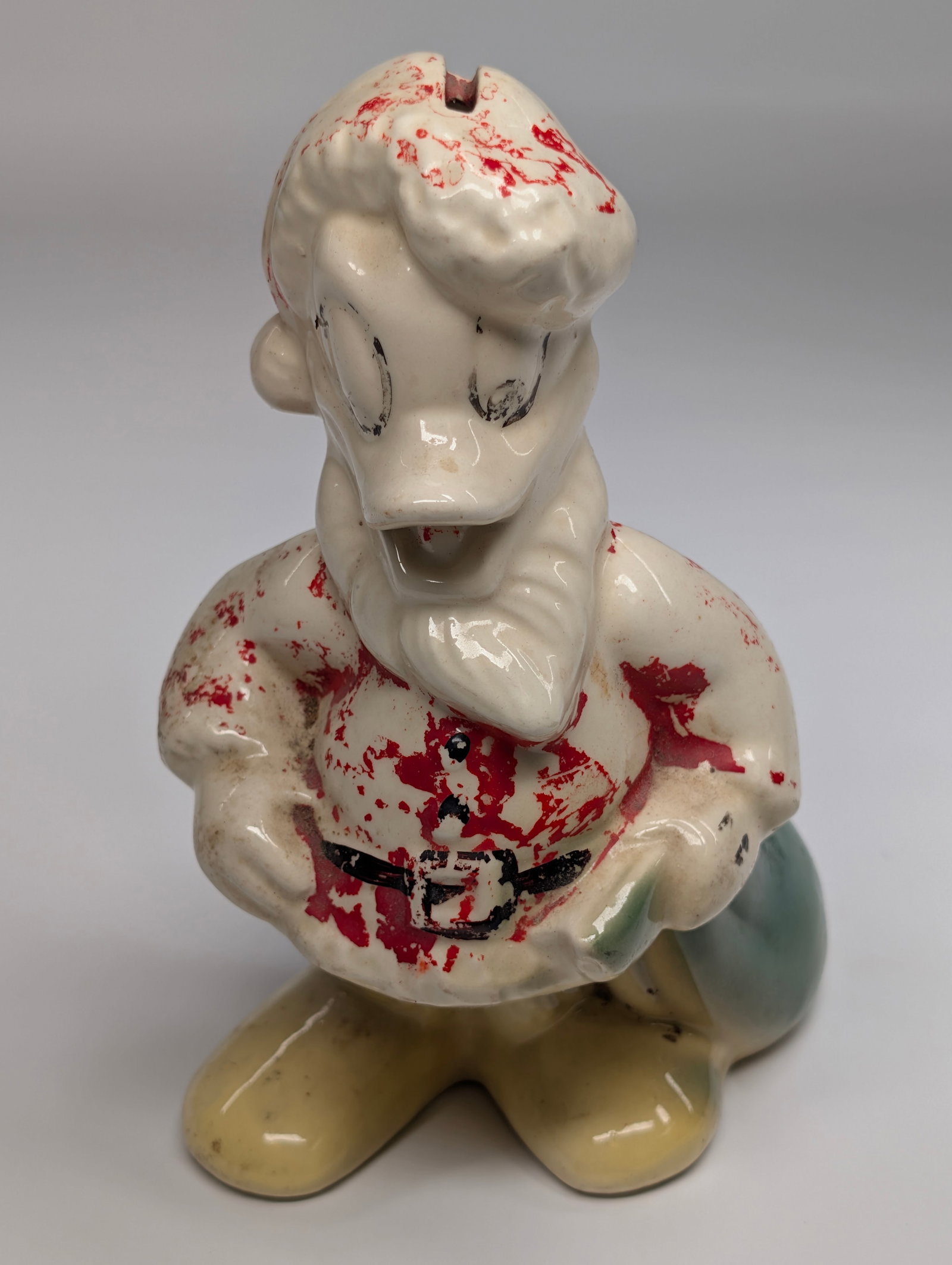 CERAMIC DONALD DUCK SANTA CLAUS BANK (1 of 6)