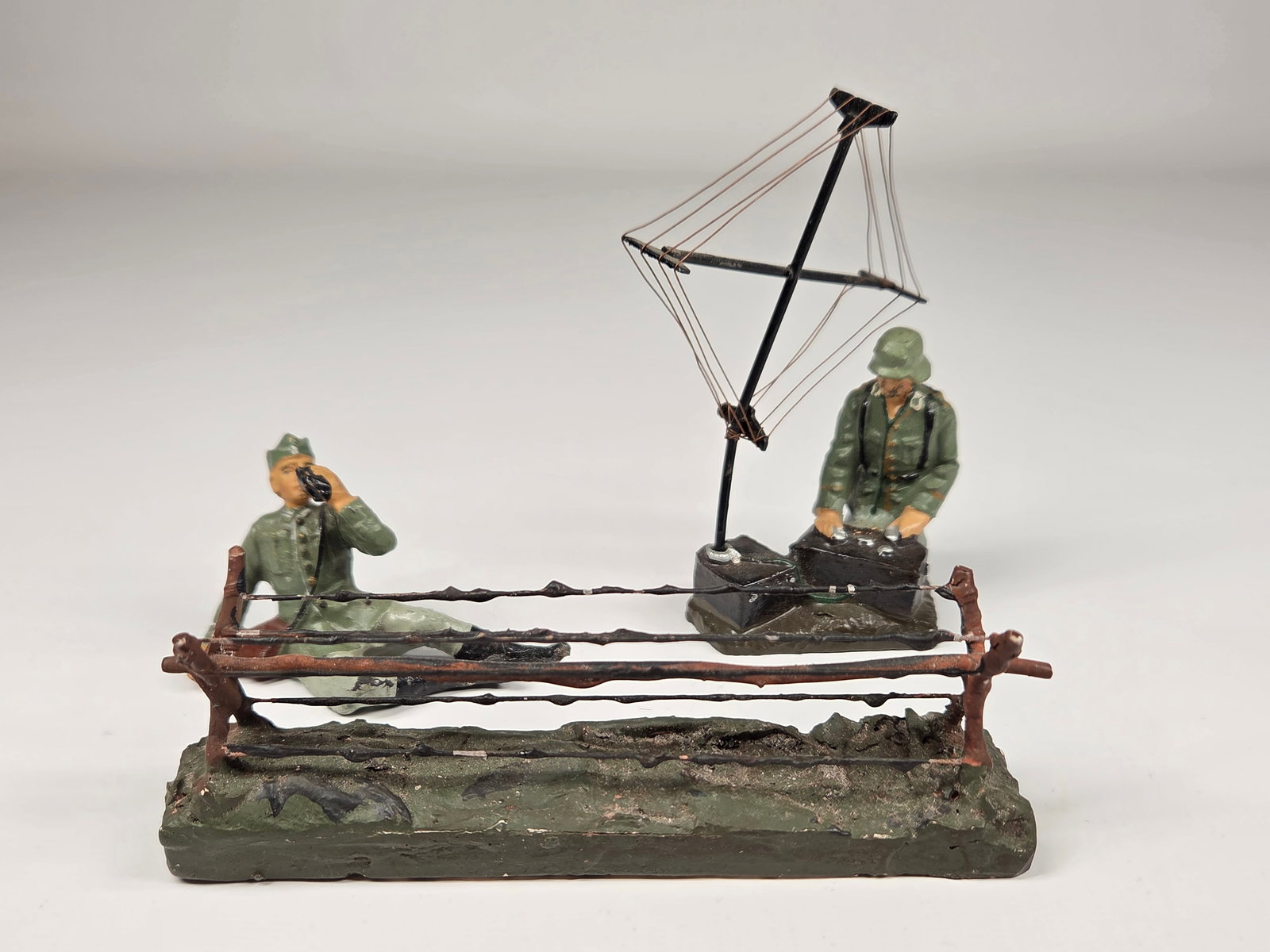 GERMAN LINEOL COMPOSITION BARB WIRE FENCE & SIGNAL (1 of 7)