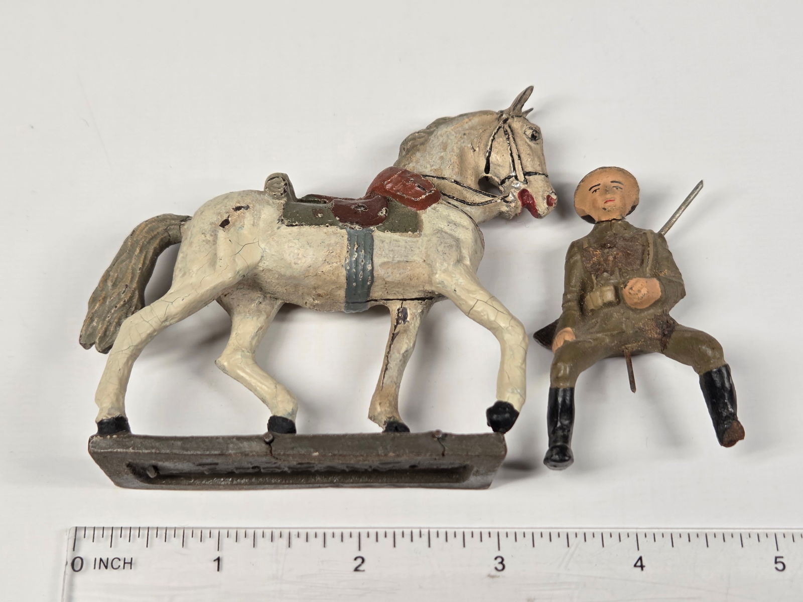 LINEOL ELASTOLIN COMPOSITION MOUNTED SOLDIER - 8