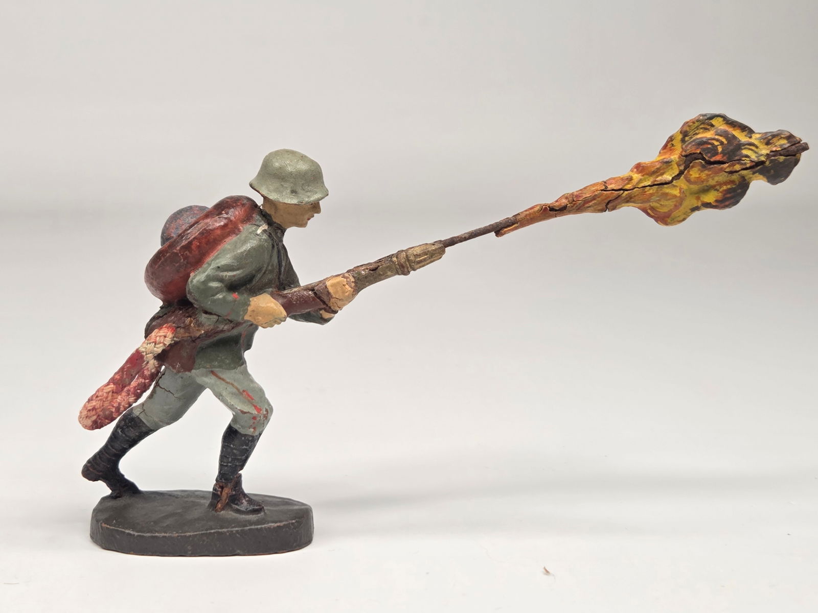2) GERMAN ELASTOLIN COMPOSITION SOLDIER FLAMETHROWER - 6