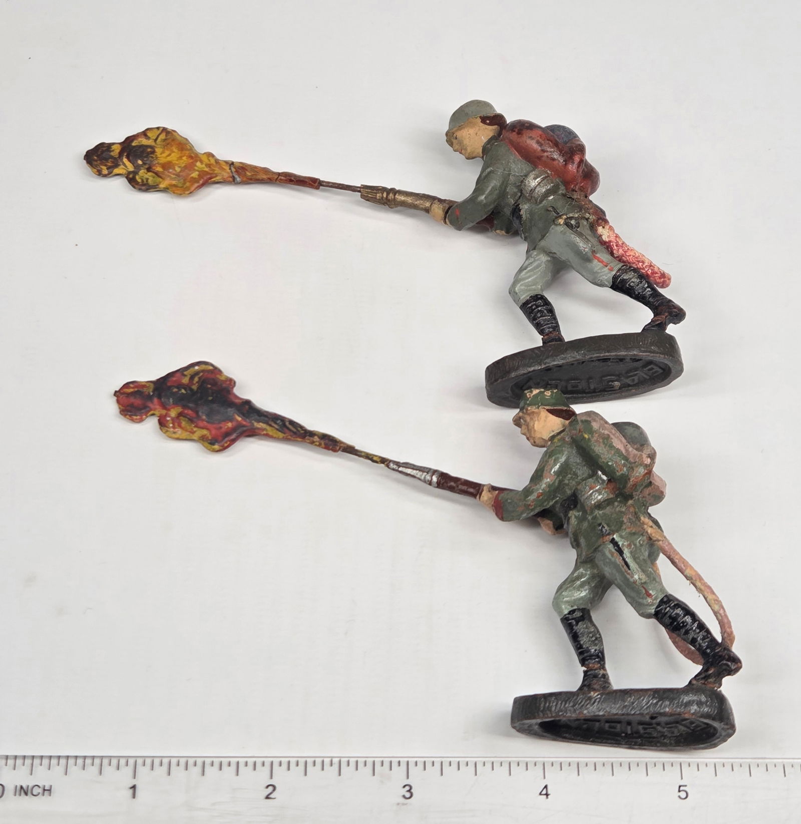 2) GERMAN ELASTOLIN COMPOSITION SOLDIER FLAMETHROWER - 8