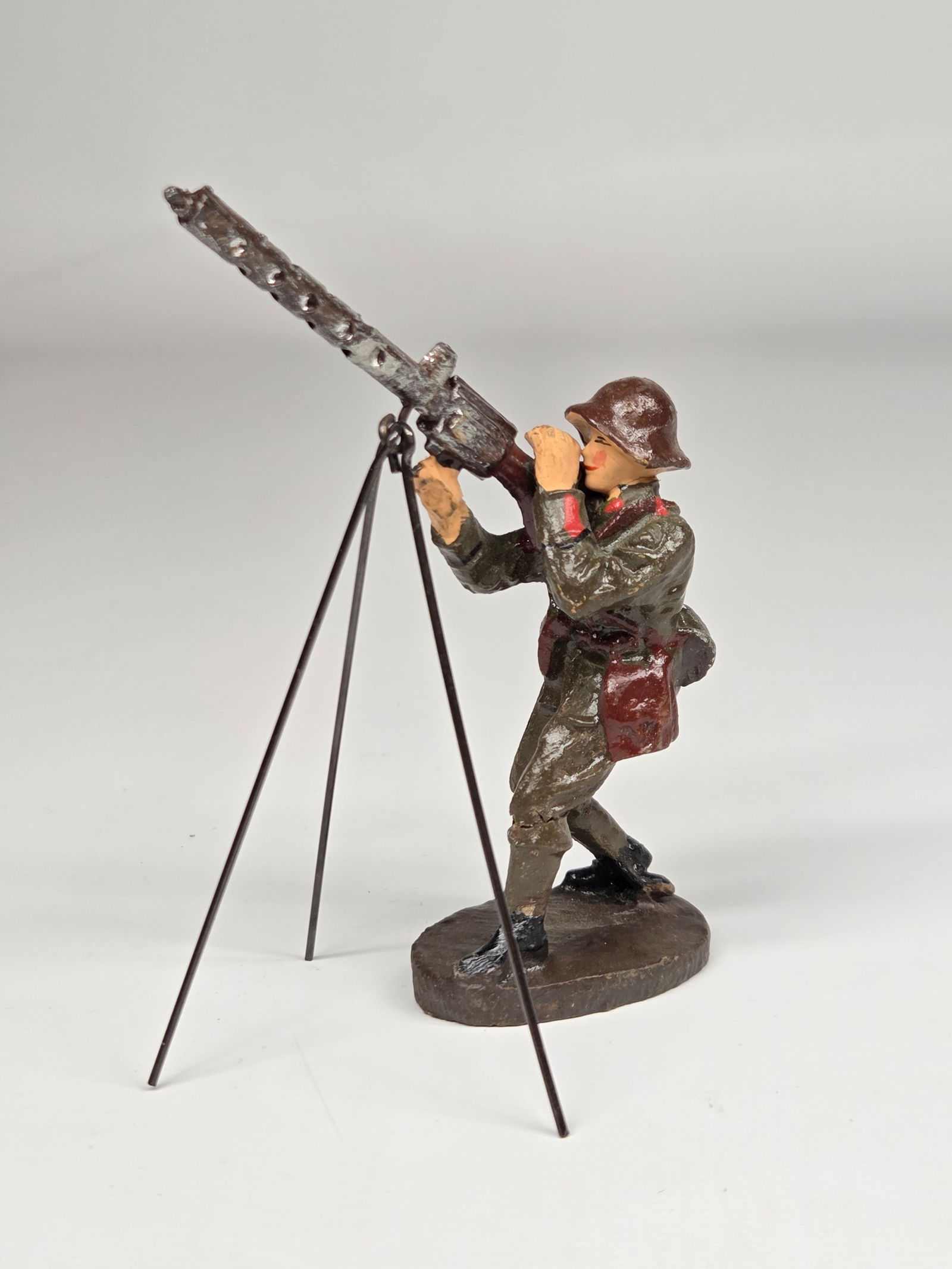 GERMAN ELASTOLIN COMPOSITION SOLDIER MACHINE GUNNER (1 of 4)