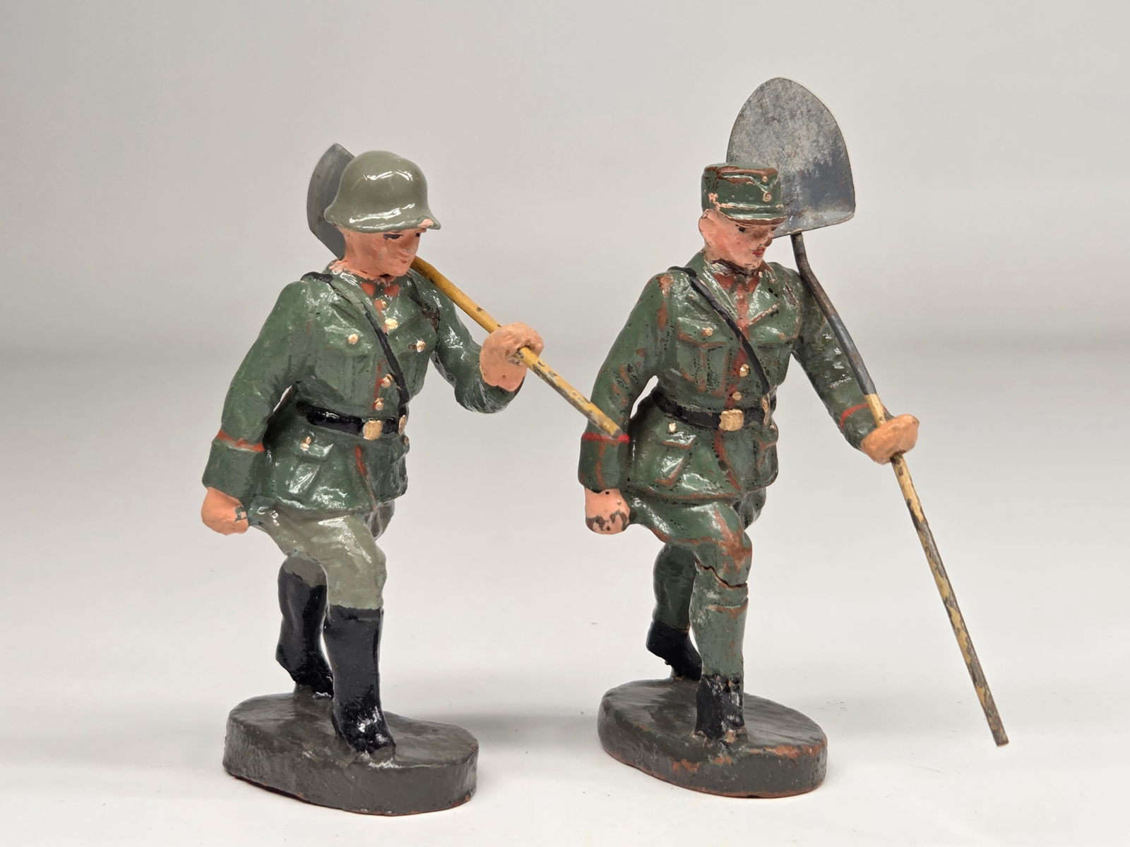 3) GERMAN ELASTOLIN COMPOSITION SOLDIERS W/ TOOLS - 6