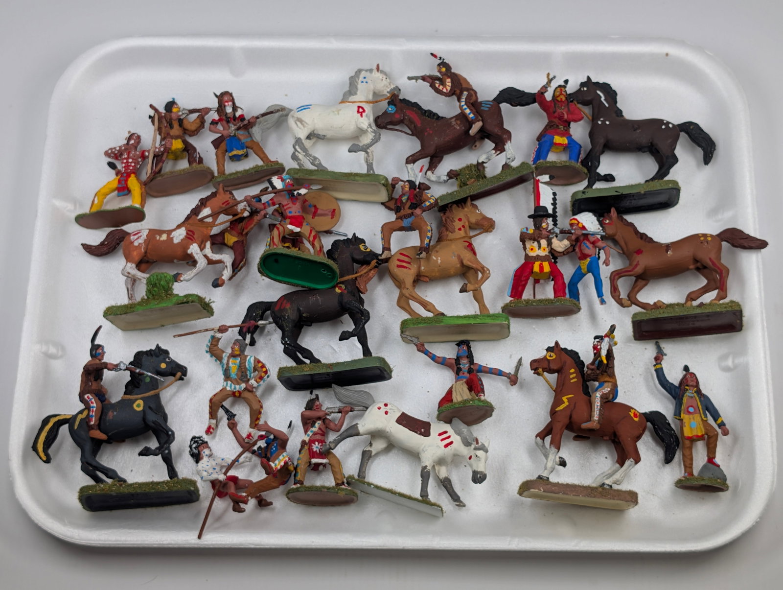 VARIOUS BRAND MOUNTED NATIVE AMERICAN INDIANS: ALL REMAIN IN GOOD CONDITION, SHOWING SOME TYPICAL WEAR. HAND PAINTED.