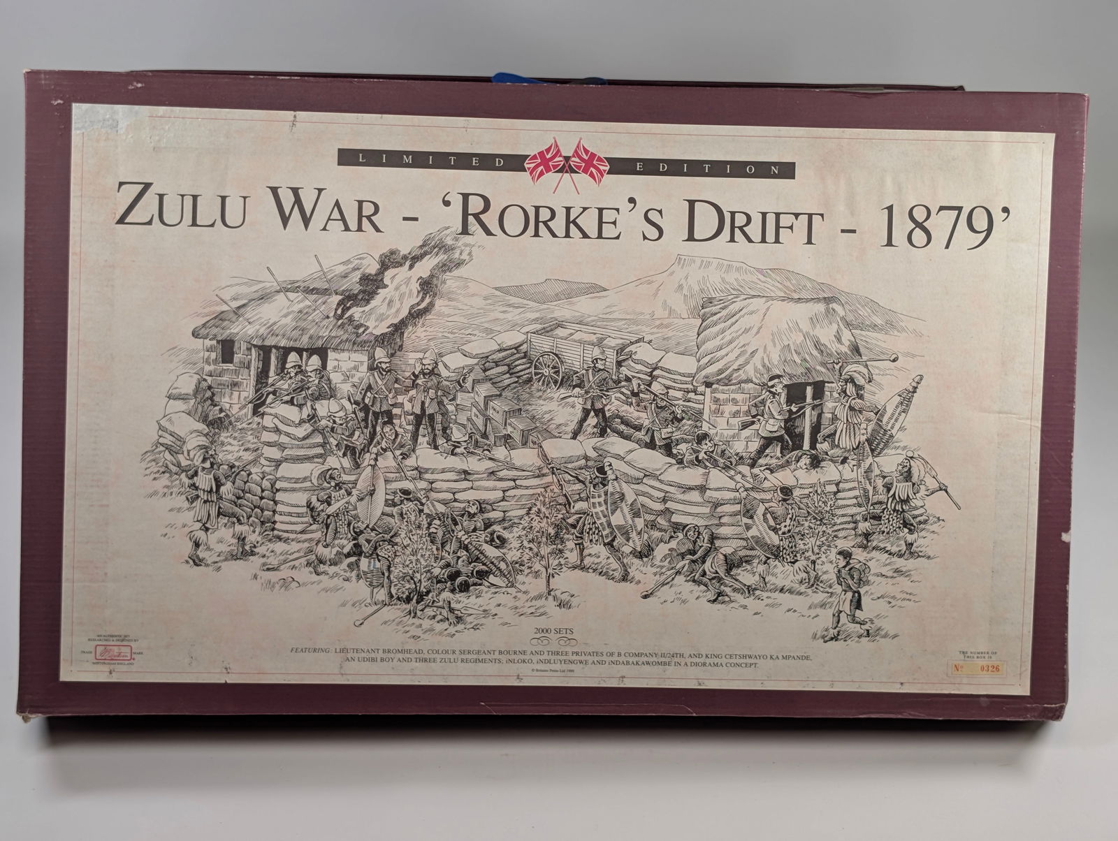 BRITAIN L/E ZULU WAR RORKE'S DRIFT 1879 W/ BOX: SET REMAINS IN VERY GOOD CONDITION WITH BOX. BOX SHOWING WEAR.