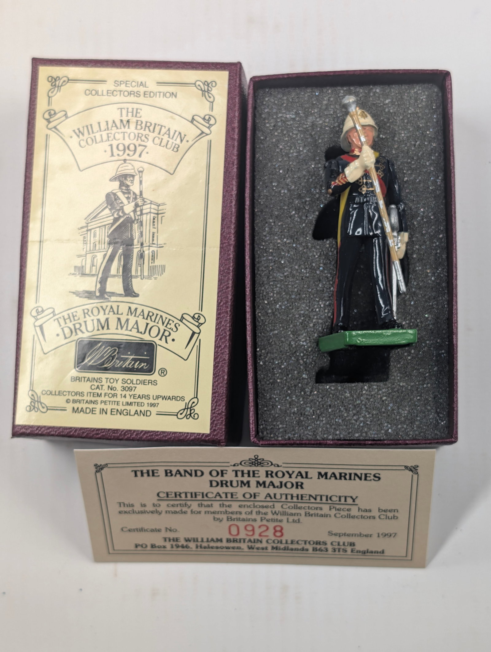 W. BRITAIN CC 1997 ROYAL MARINES DRUM MAJOR W/ BOX: REMAINS IN VERY GOOD CONDITION WITH BOX.