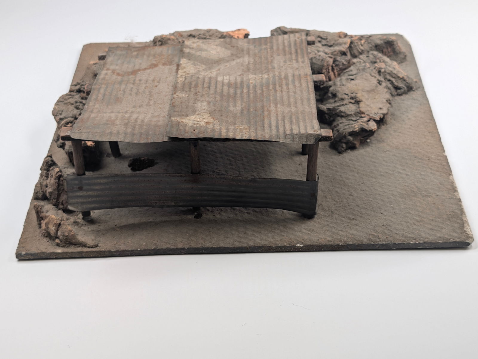 CUSTOM HAND MADE TOY SOLDIER DIORAMA: REMAINS IN GOOD CONDITION. DUSTY, NEEDING CLEANED.