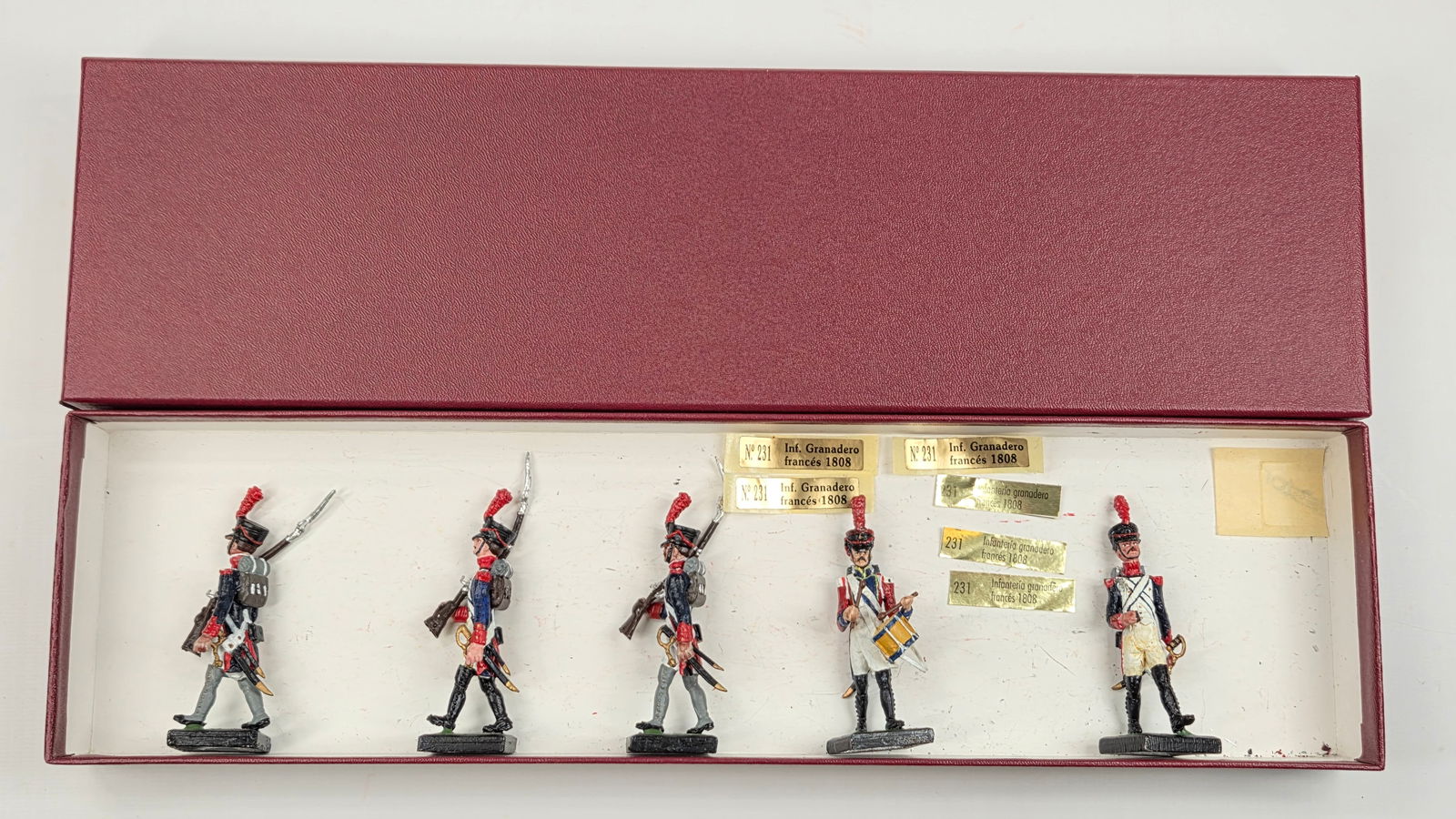 SET OF 5 ALYMER HAND PAINTED SOLDIERS: ALL REMAIN IN GOOD CONDITION, SHOWING SOME TYPICAL WEAR.