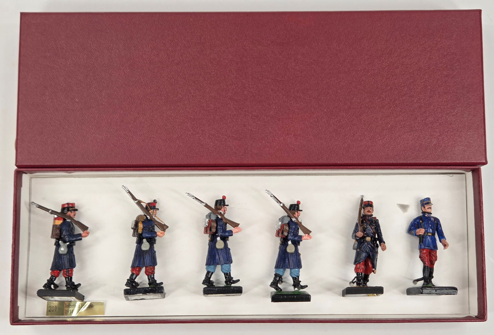 SET OF 6 ALYMER HAND PAINTED SOLDIERS: ALL REMAIN IN GOOD CONDITION, SHOWING SOME TYPICAL WEAR.