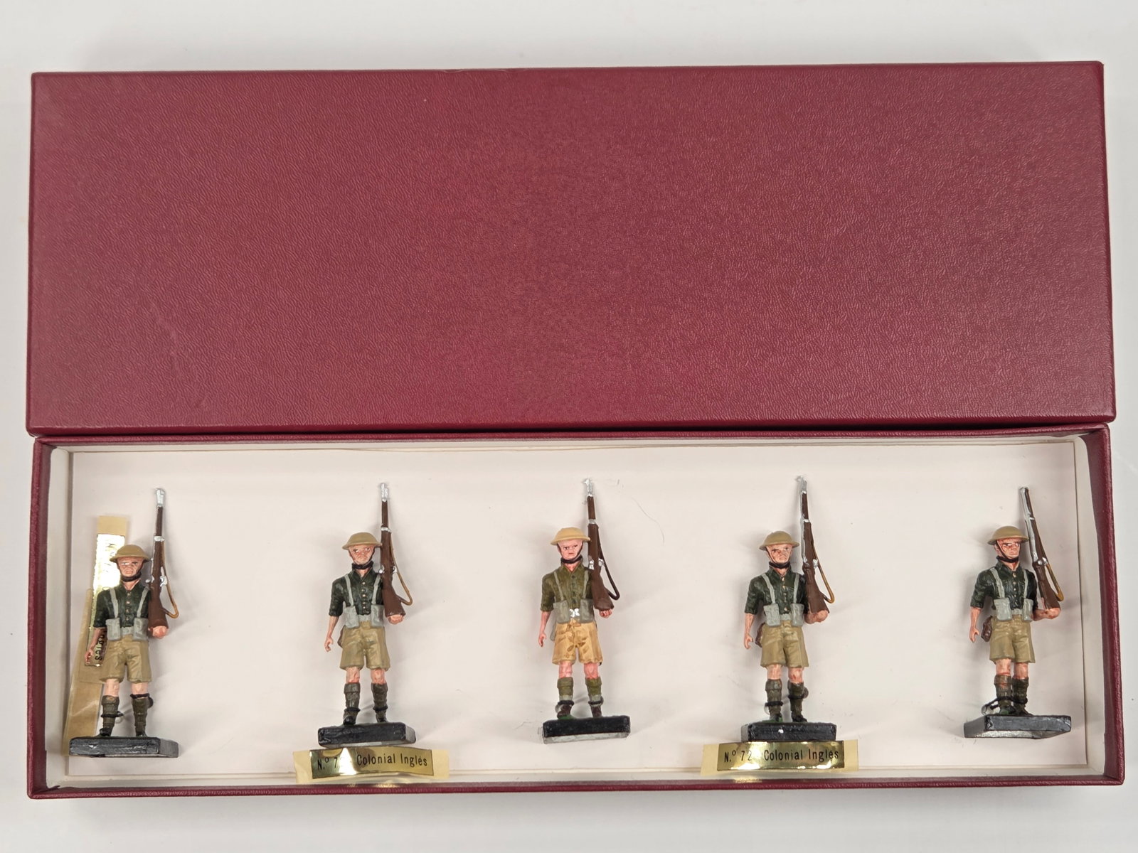 SET OF 5 ALYMER HAND PAINTED SOLDIERS: ALL REMAIN IN GOOD CONDITION, SHOWING SOME TYPICAL WEAR.