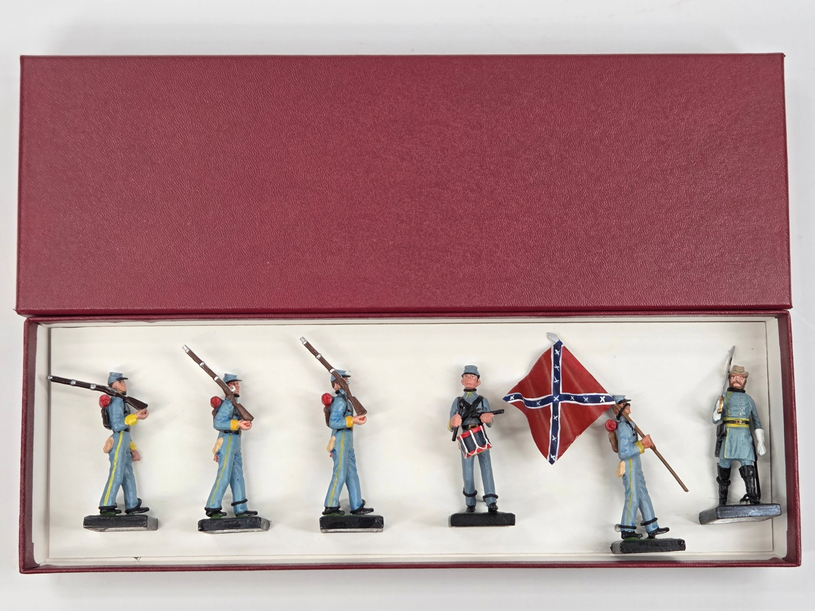 SET OF 6 ALYMER HAND PAINTED SOLDIERS: ALL REMAIN IN GOOD CONDITION, SHOWING SOME TYPICAL WEAR.