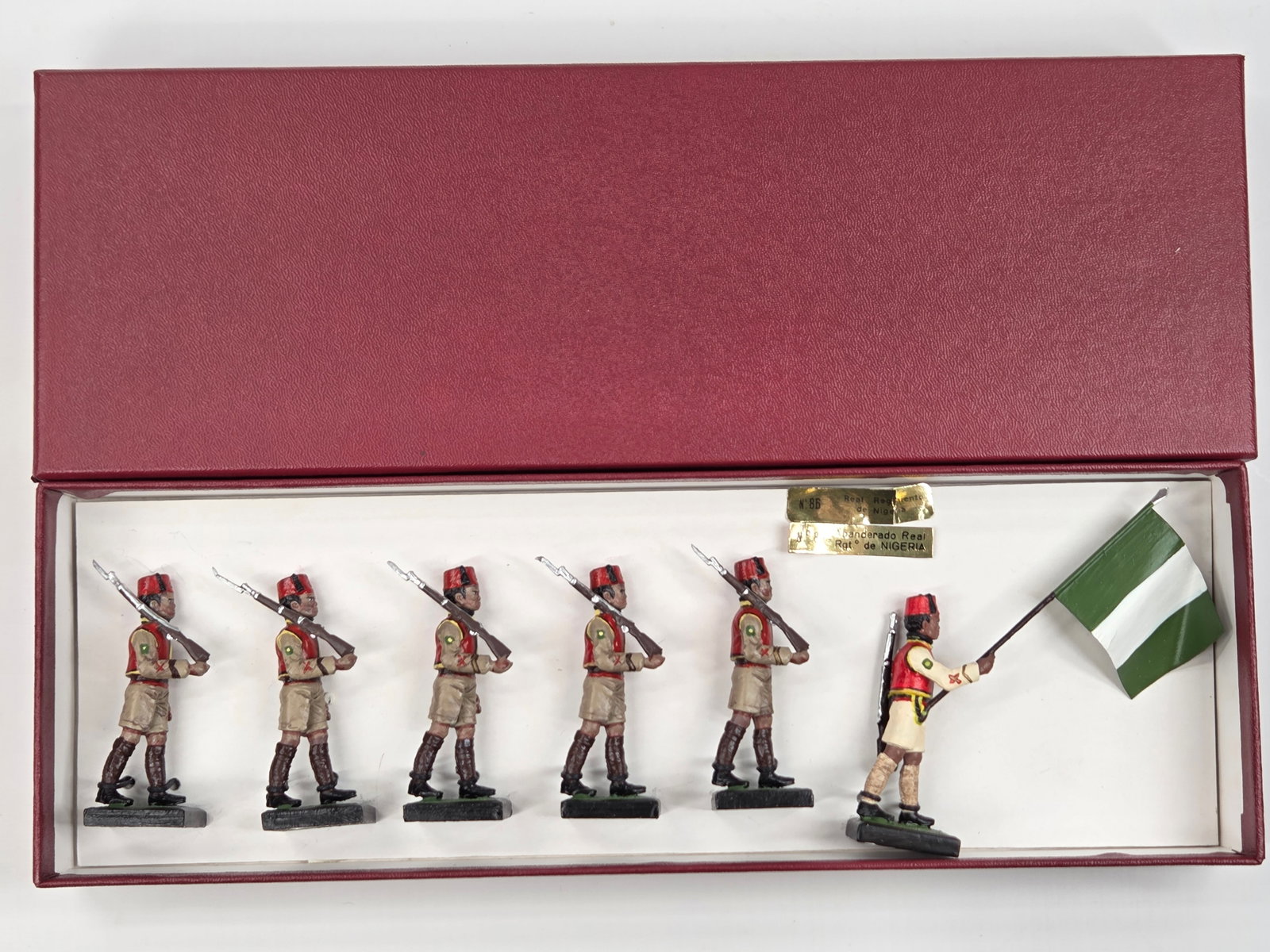 SET OF 6 ALYMER HAND PAINTED SOLDIERS: ALL REMAIN IN GOOD CONDITION, SHOWING SOME TYPICAL WEAR.