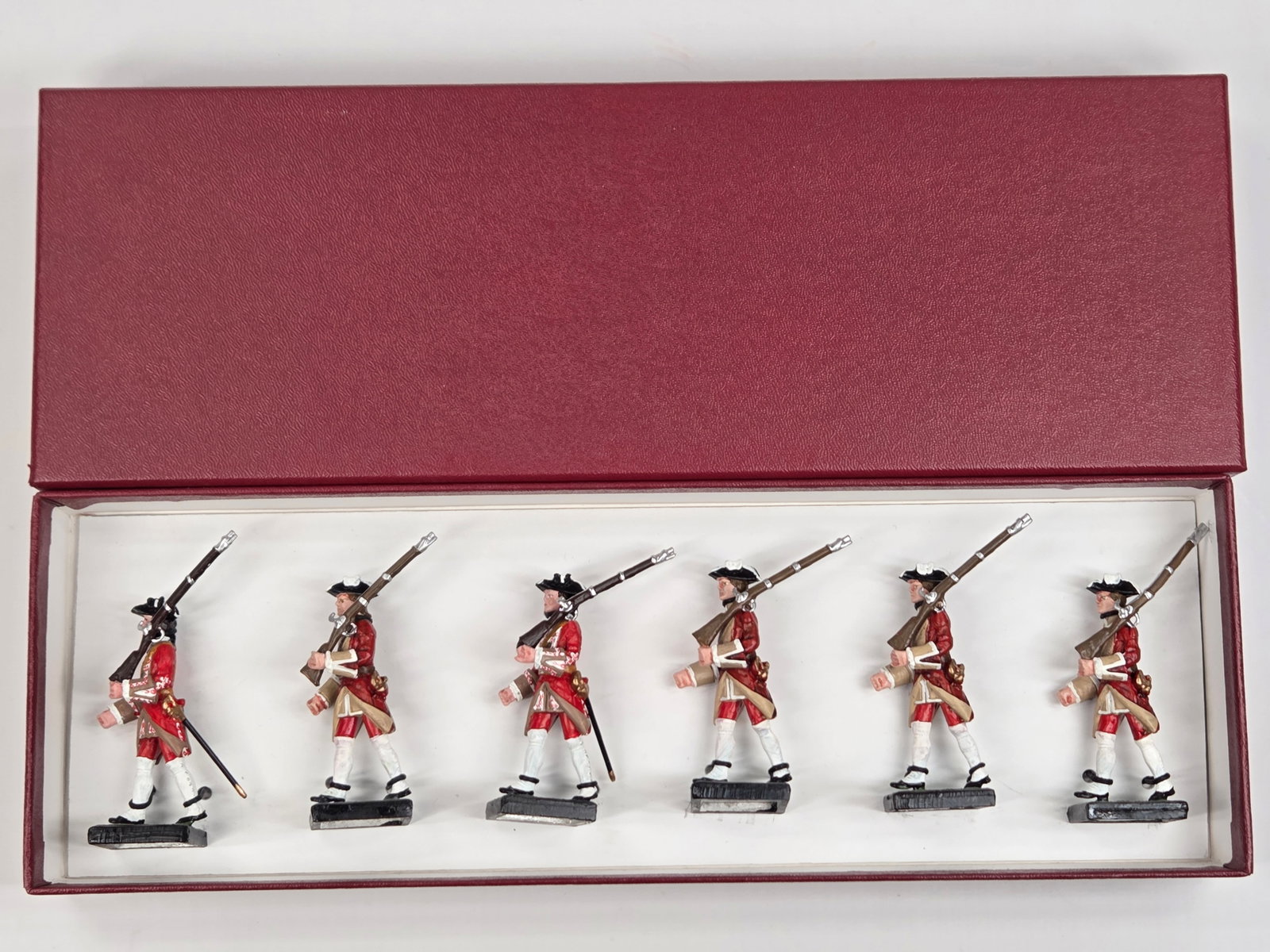 SET OF 6 ALYMER HAND PAINTED SOLDIERS: ALL REMAIN IN GOOD CONDITION, SHOWING SOME TYPICAL WEAR.
