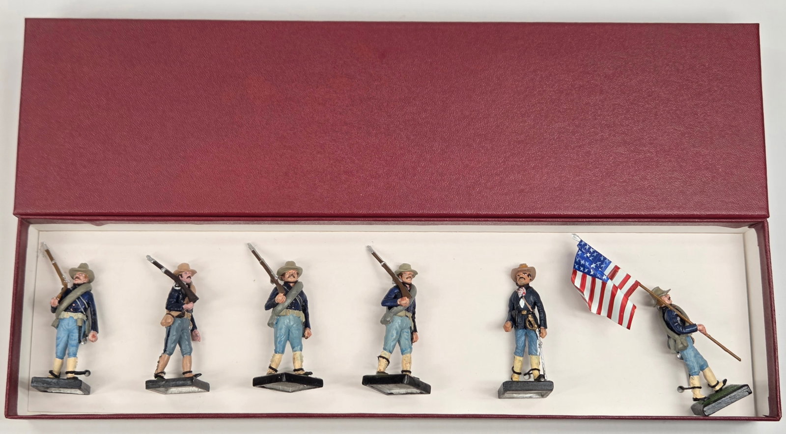 SET OF 6 ALYMER HAND PAINTED SOLDIERS: ALL REMAIN IN GOOD CONDITION, SHOWING SOME TYPICAL WEAR.