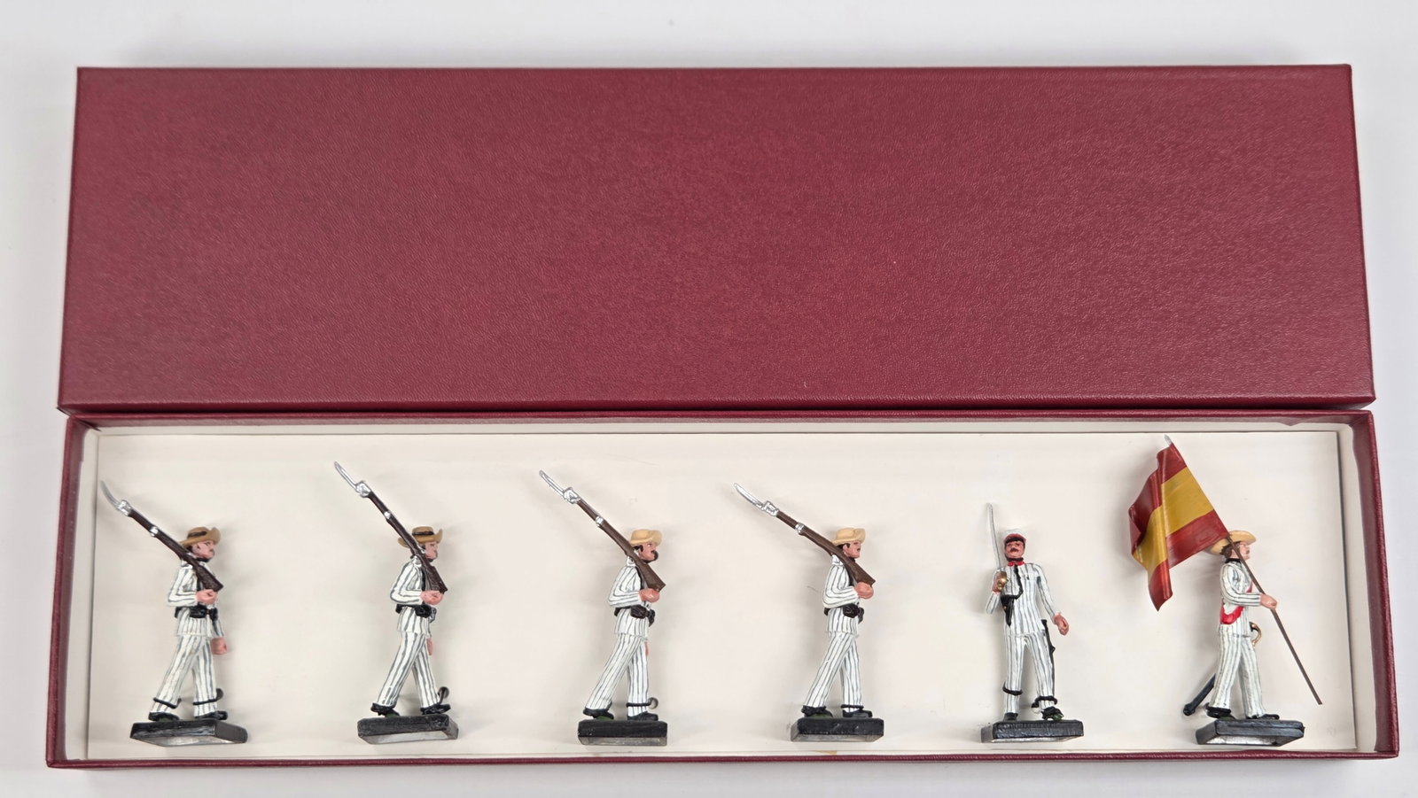 SET OF 6 ALYMER HAND PAINTED SOLDIERS: ALL REMAIN IN GOOD CONDITION, SHOWING SOME TYPICAL WEAR.