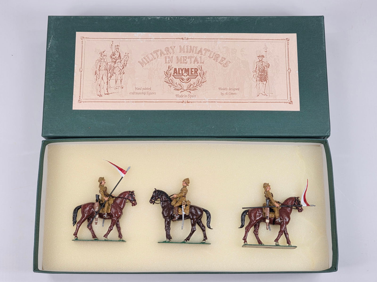 ALYMER MILITARY MINIATURES BRITISH 21ST LANCERS AT WALK: SET REMAINS IN VERY GOOD CONDITION WITH BOX.