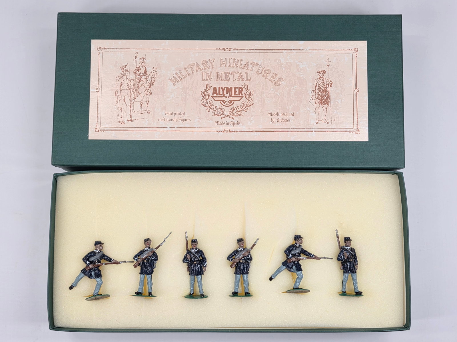 ALYMER MILITARY MINIATURES UNION COLOURED INFANTRY: SET REMAINS IN VERY GOOD CONDITION WITH BOX.