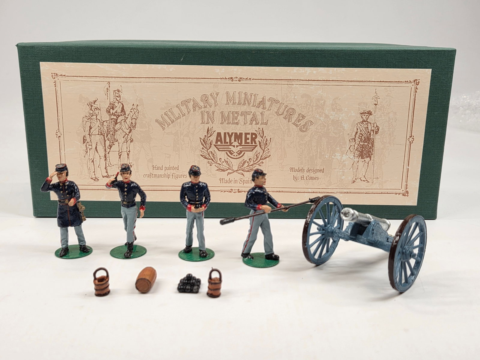 ALYMER MILITARY MINIATURES UNION ARTILLERY GROUP IN ACTION: SET REMAINS IN VERY GOOD CONDITION WITH BOX.