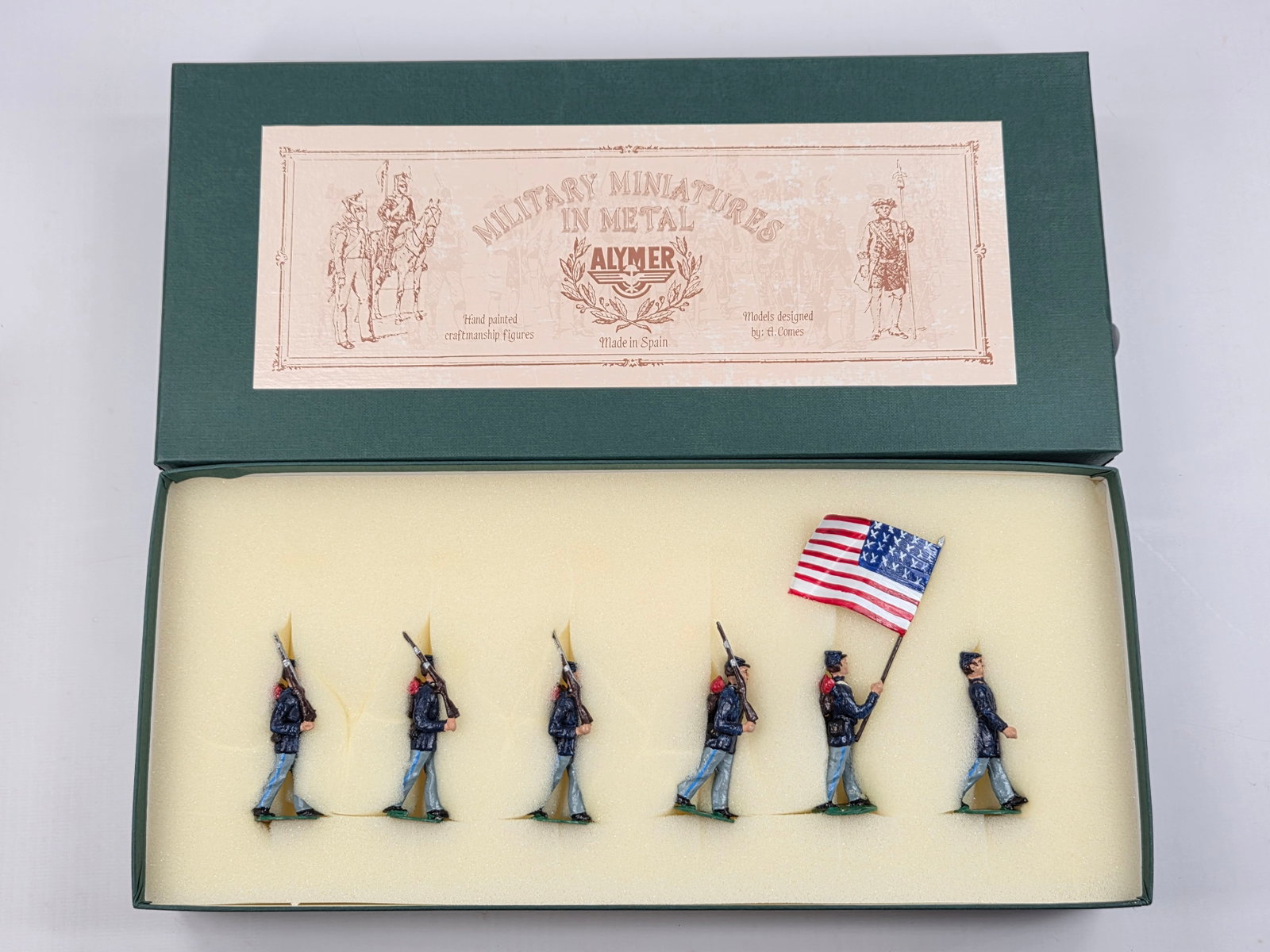 ALYMER MILITARY MINIATURES UNION INFANTRY AT SLOPE: SET REMAINS IN VERY GOOD CONDITION WITH BOX.