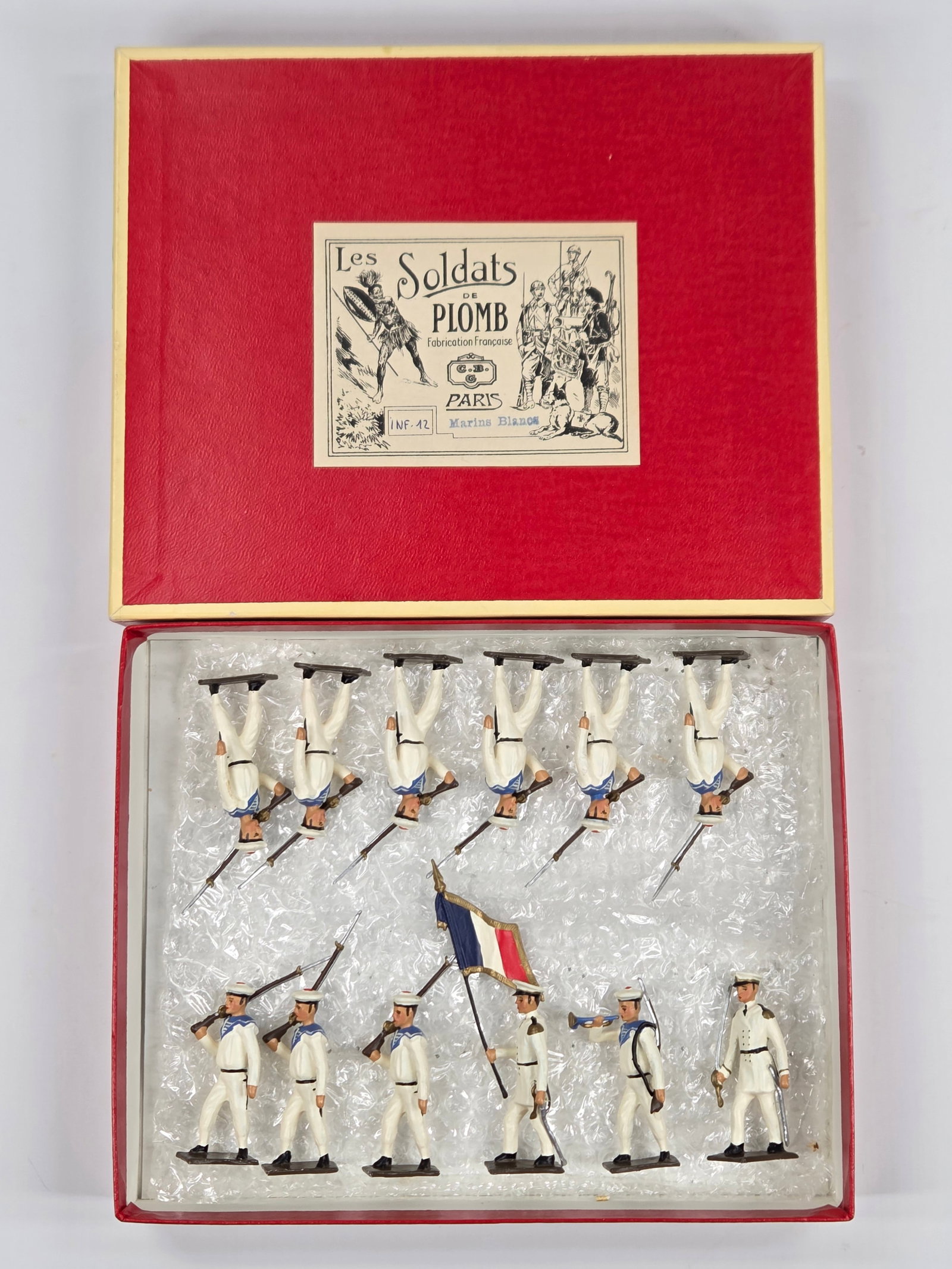 C.B.G. MARINS BLANCO 12 PIECE SOLDIER SET: SET REMAINS IN VERY GOOD CONDITION WITH BOX.