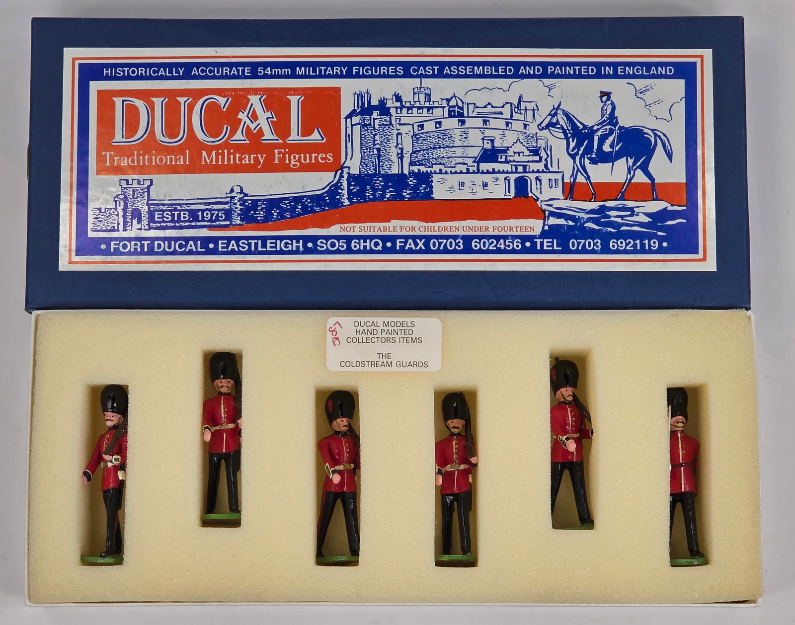 DUCAL MODELS COLDSTREAM GUARDS A87: SET REMAINS IN VERY GOOD CONDITION WITH BOX. SLIGHT BENDS.