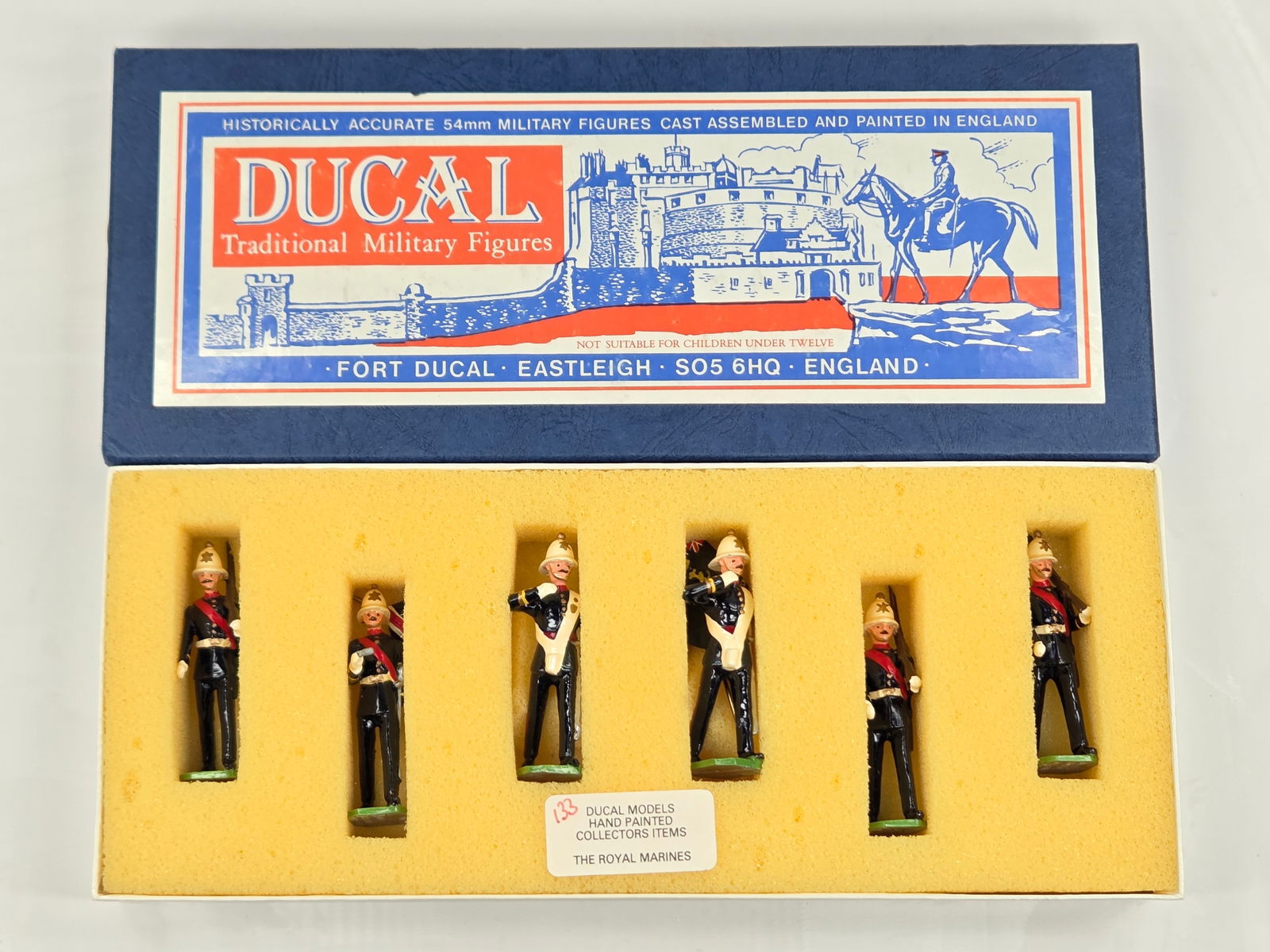 DUCAL MODELS THE ROYAL MARINES COLOUR PARTY: SET REMAINS IN VERY GOOD CONDITION WITH BOX. SLIGHT BENDS.