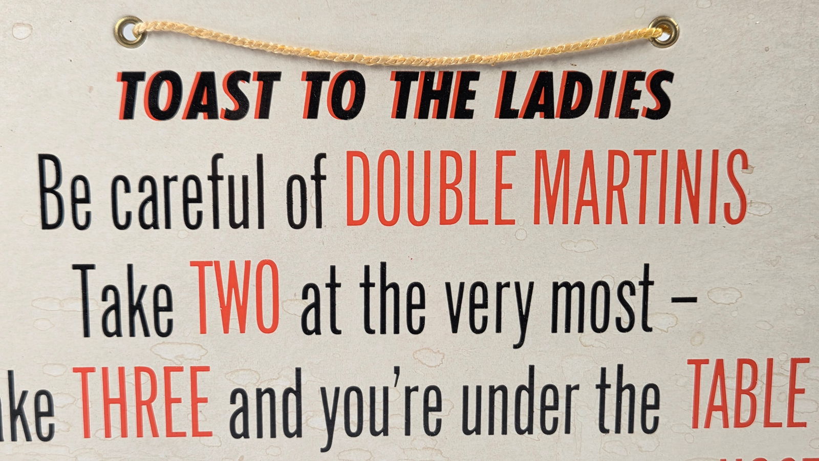 COMICAL BAR WARE CARDBOARD SIGN - 2