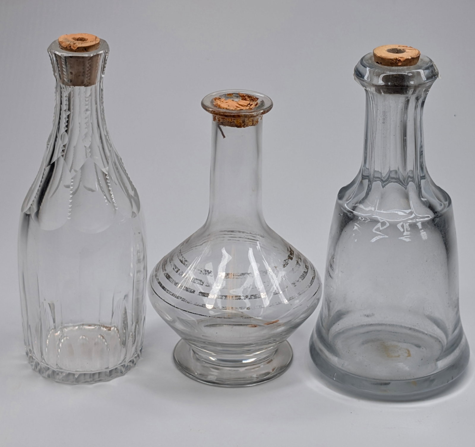 3) ASST. CLEAR GLASS BARBER'S COLOGNE TONIC BOTTLES (1 of 10)